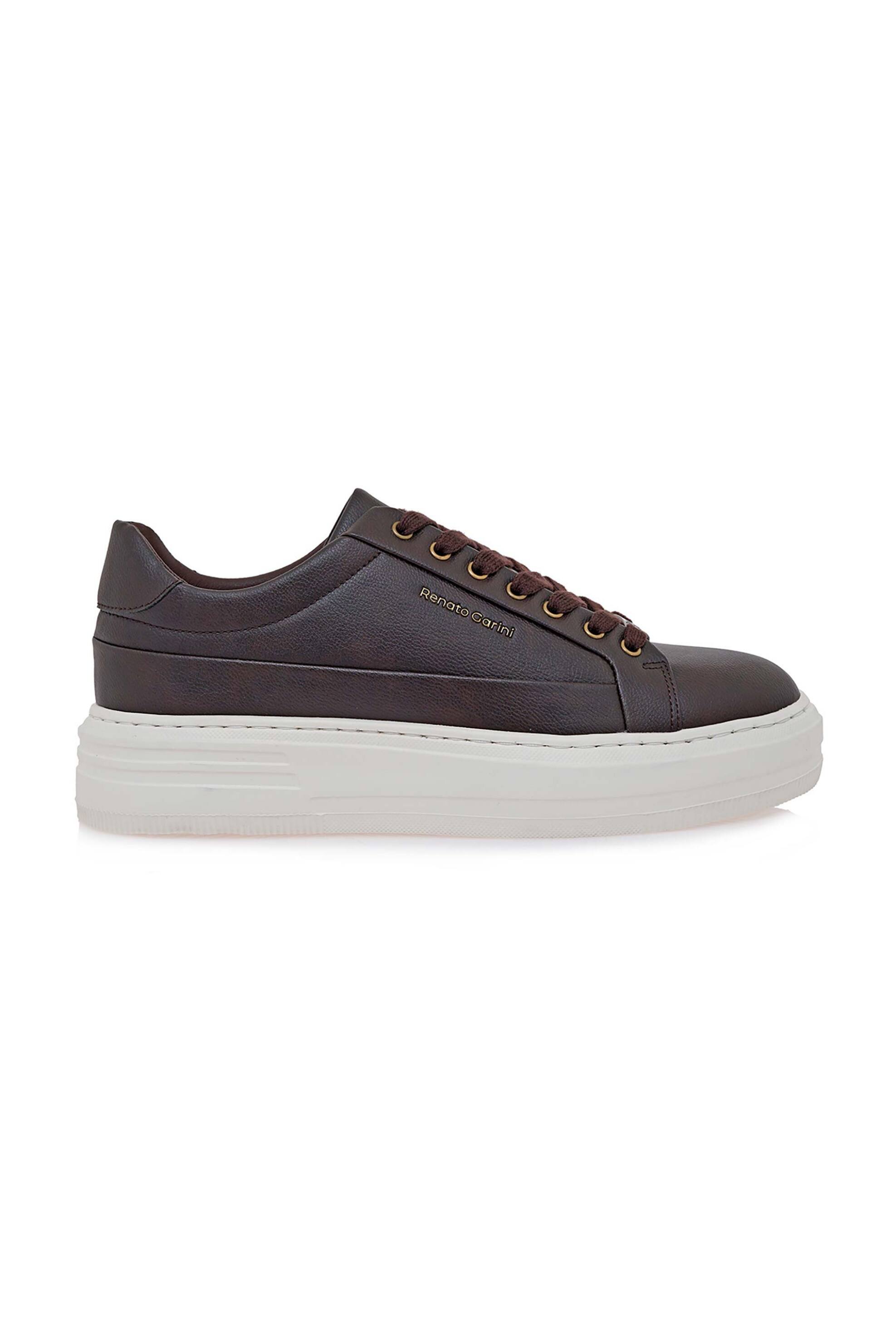 Renato Garini ανδρικά sneakers με μεταλλικό λογότυπο - V5700684204Y Καφέ Σκούρο