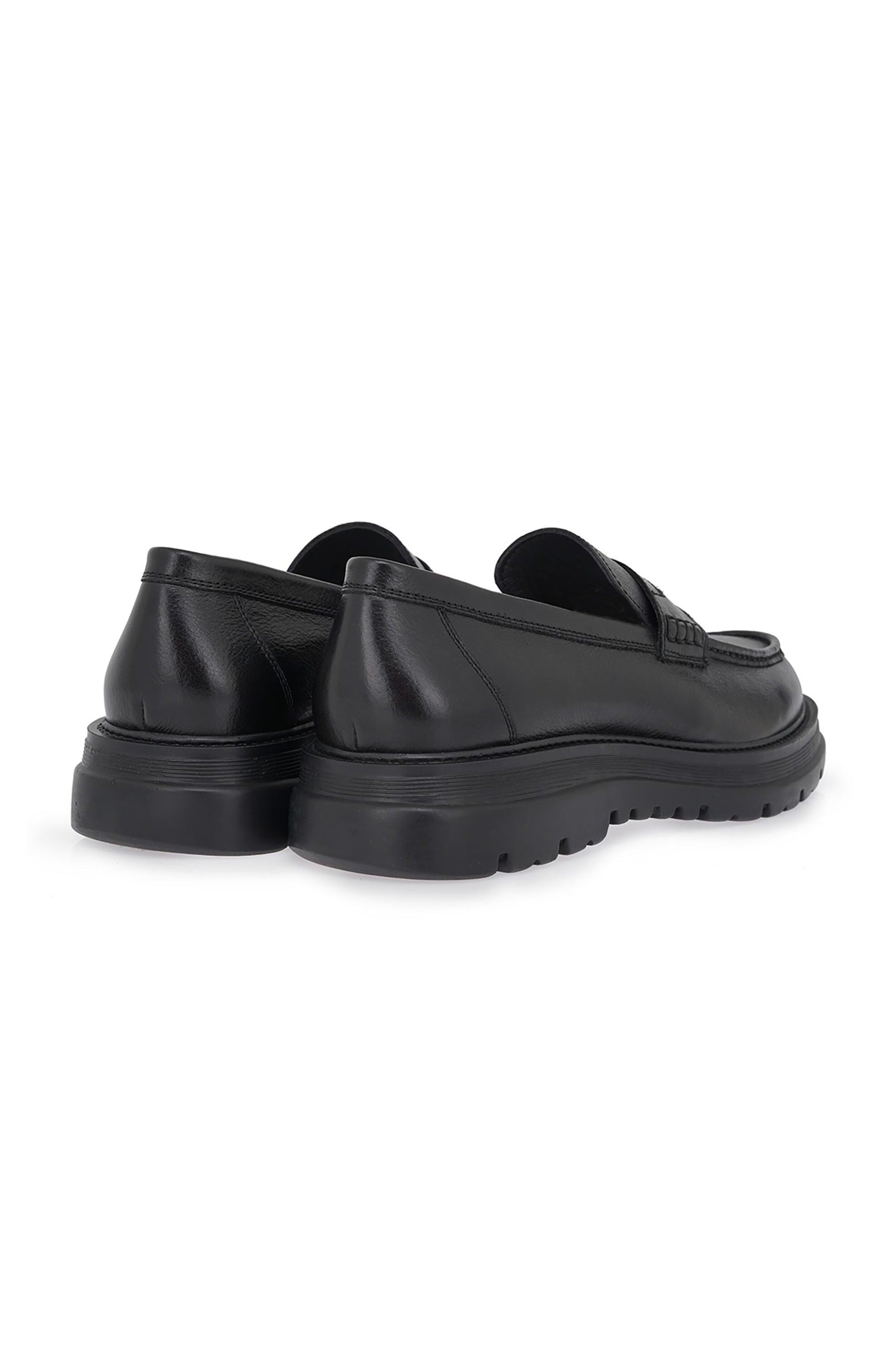 Lorenzo Russo ανδρικά δερμάτινα loafers με τρακτερωτή σόλα - V562V0292002 Μαύρο φωτογραφία