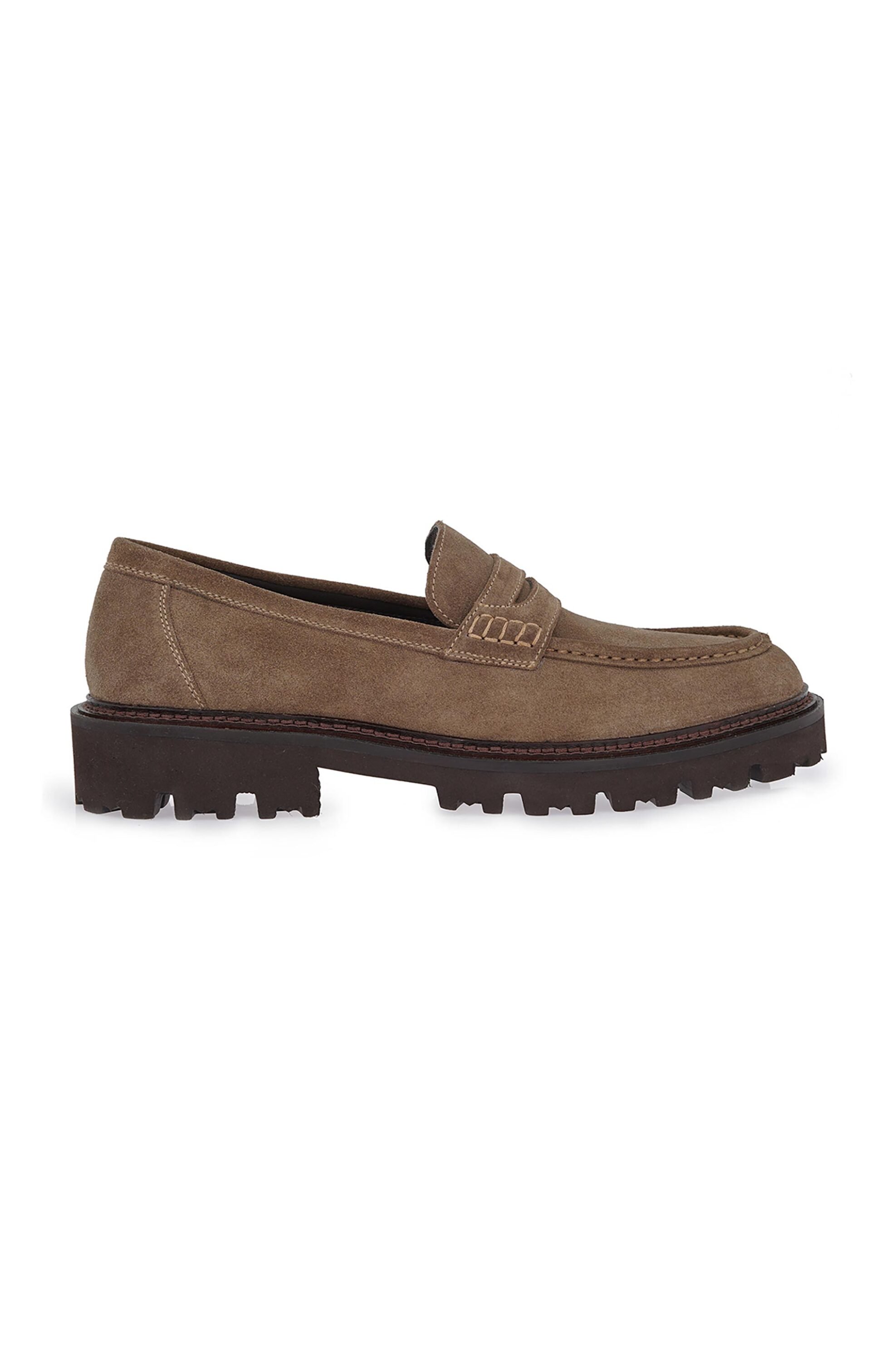 LORENZO RUSSO Lorenzo Russo ανδρικά suede loafers με τρακτερωτή σόλα - V562V0322547 Taupe