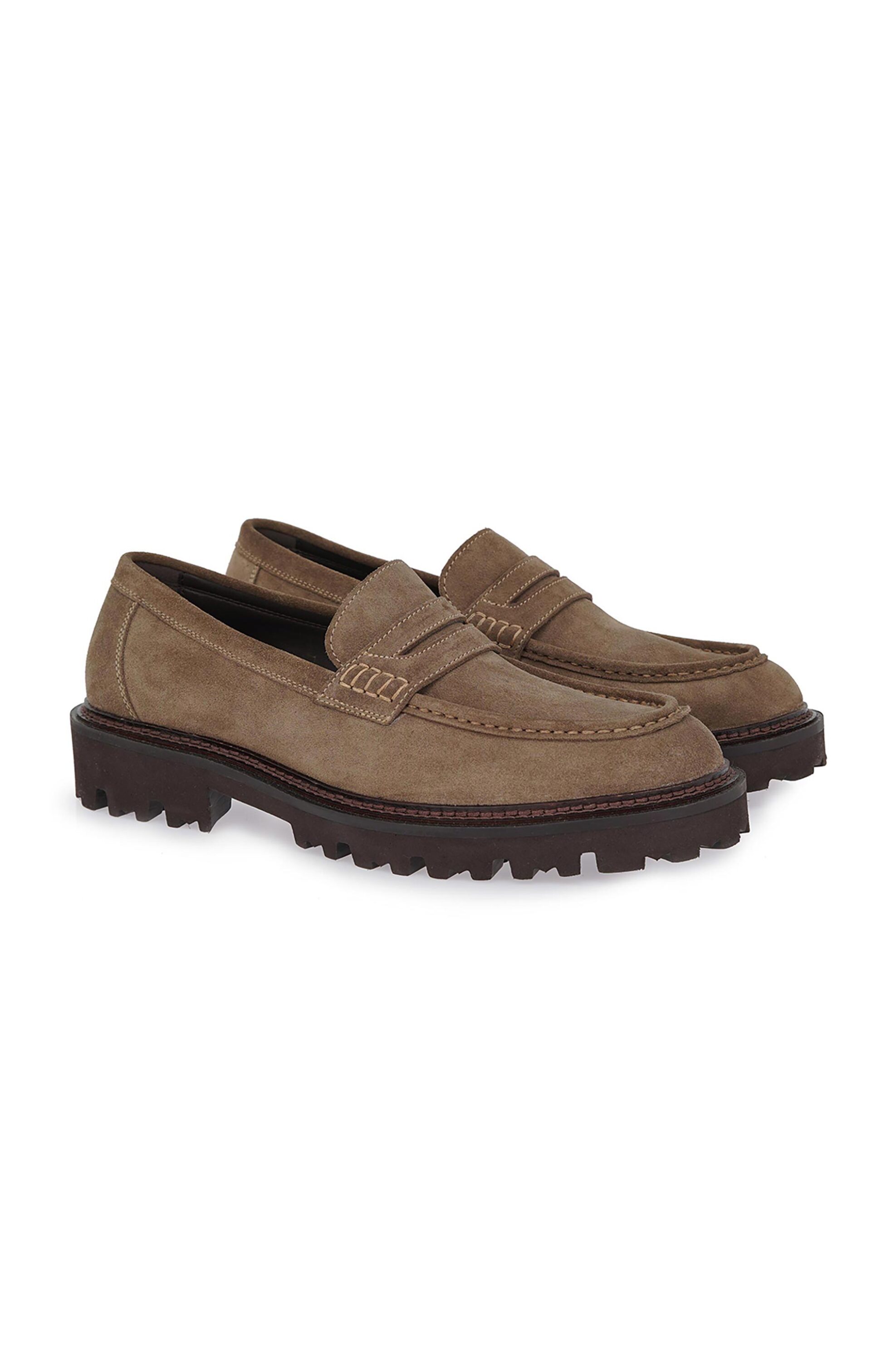 Lorenzo Russo ανδρικά suede loafers με τρακτερωτή σόλα - V562V0322547 Taupe φωτογραφία