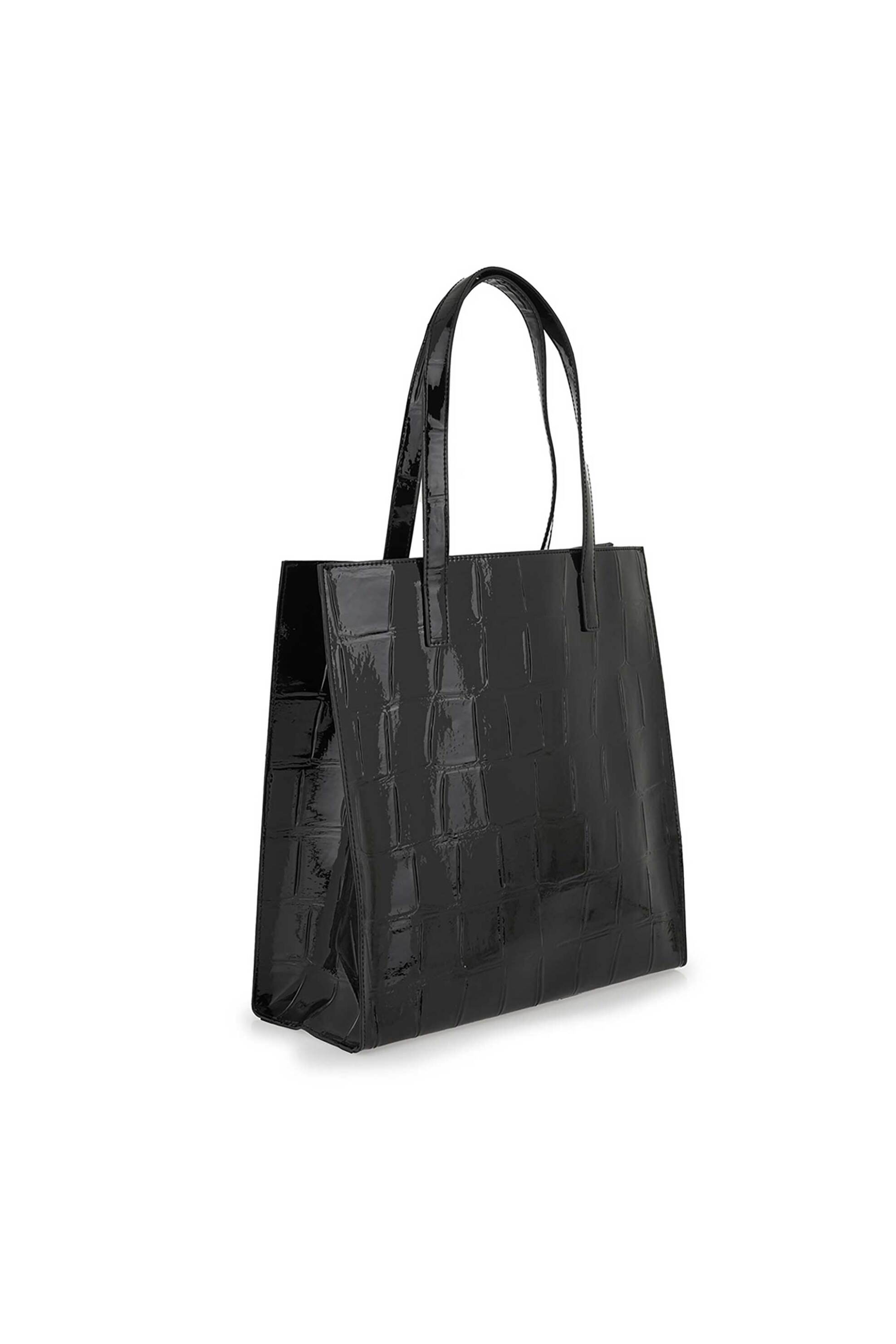 Ted Baker Γυναικεία Τσάντα Tote με Κροκό Σχέδιο - W636X5189J79 Μαύρο