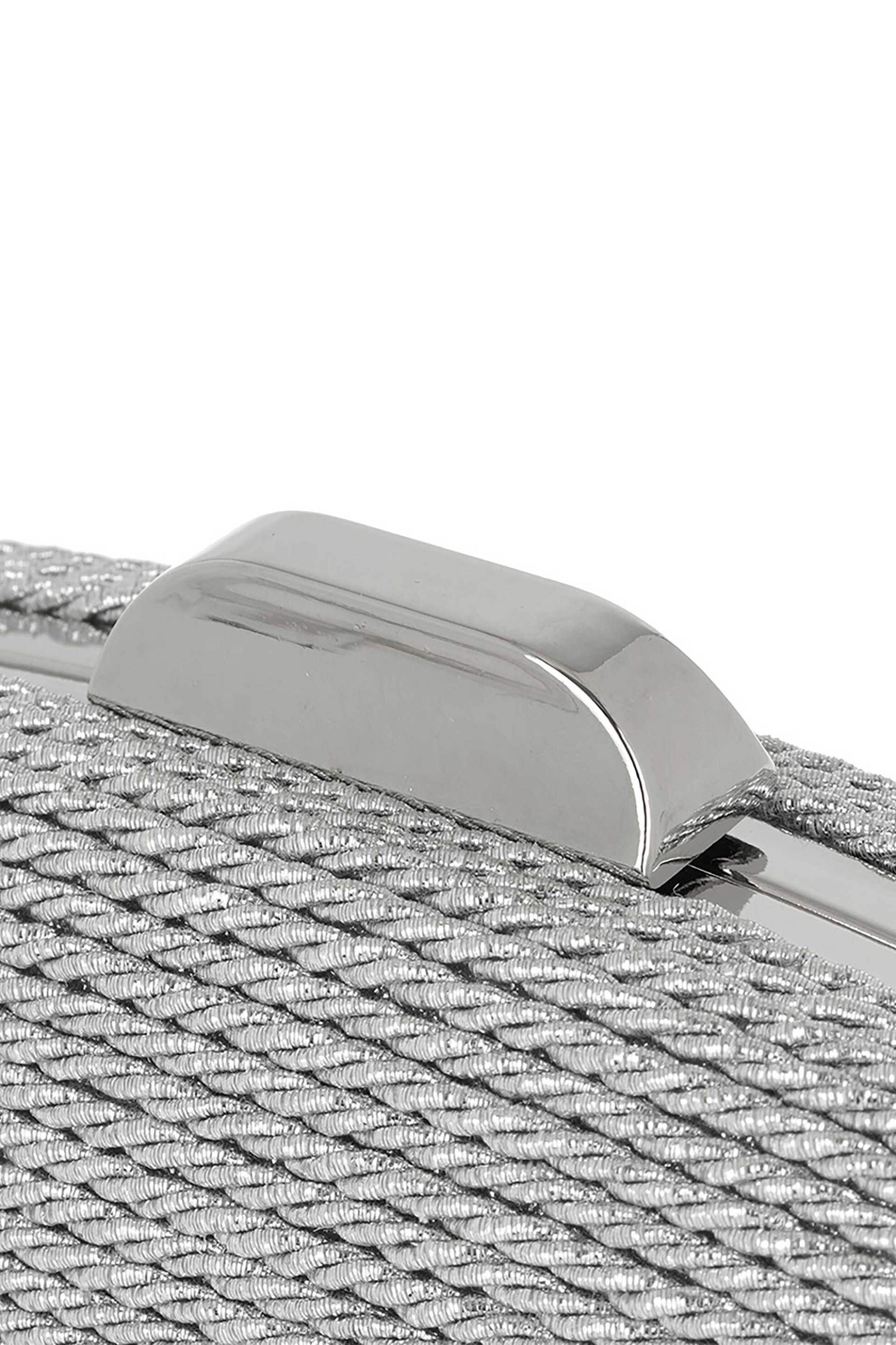 Exe Γυναικείο Τσαντάκι Clutch με Πλεκτό Σχέδιο - W67001849680 Ασημί