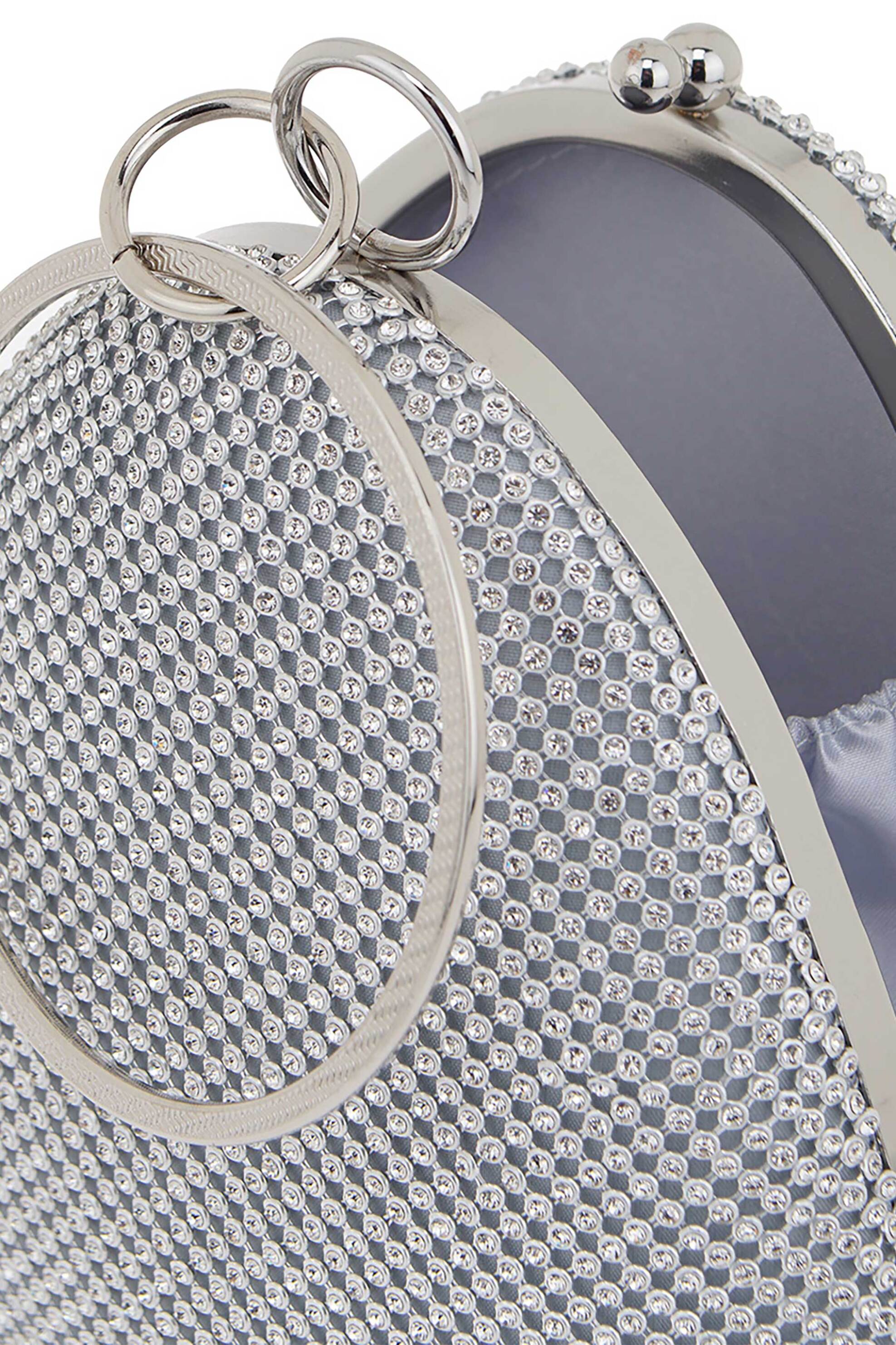 Exe Γυναικείο Clutch Τσαντάκι με Στρας - W67008209E94 Ασημί