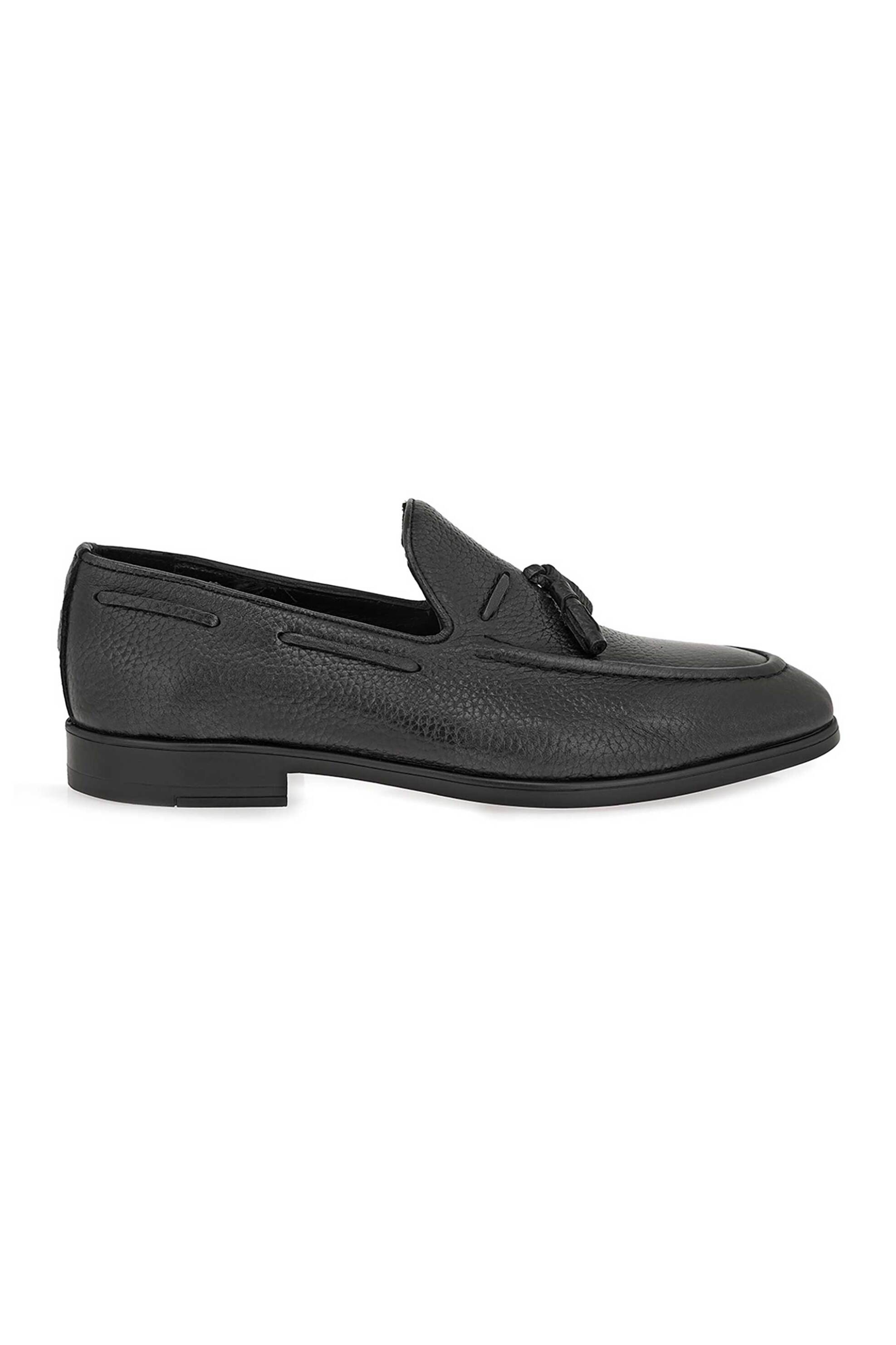 Giovanni Morelli ανδρικά δερμάτινα loafers μονόχρωμα - W553H40511E1 Μαύρο