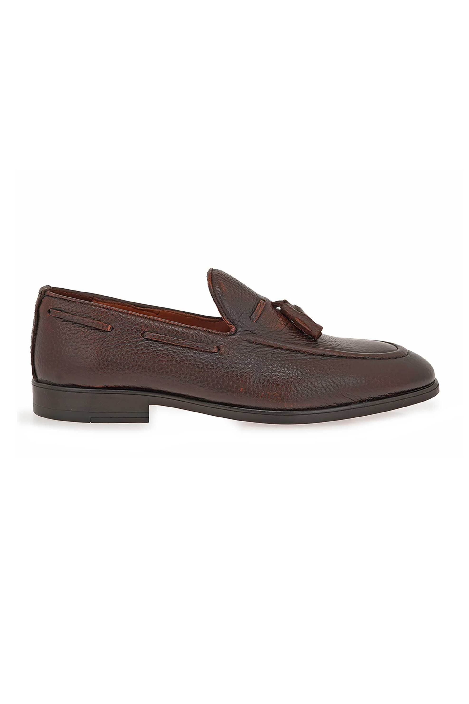 Giovanni Morelli ανδρικά δερμάτινα loafers μονόχρωμα - W553H4051AS2 Καφέ