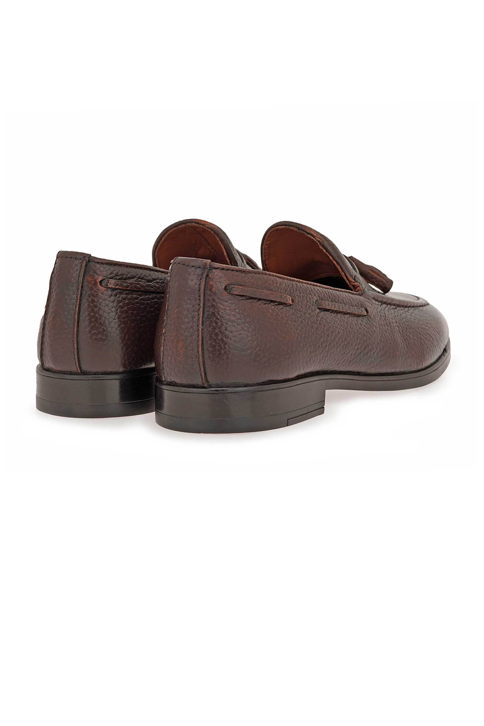 Giovanni Morelli Ανδρικά Δερμάτινα Loafers Μονόχρωμα - W553H4051As2 Καφέ