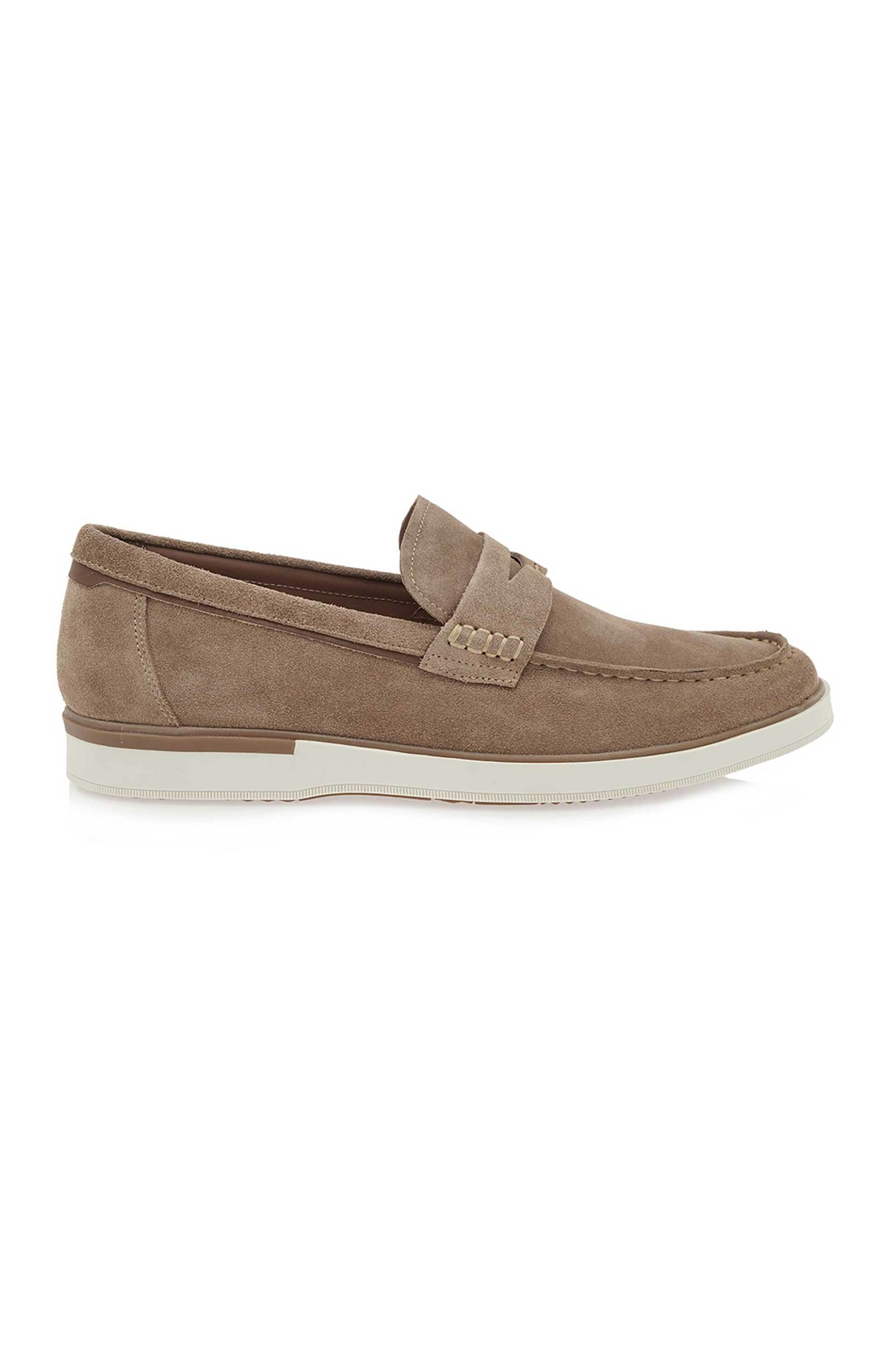 Renato Garini ανδρικά δερμάτινα loafers μονόχρωμα - W515W2051416 Καμηλό