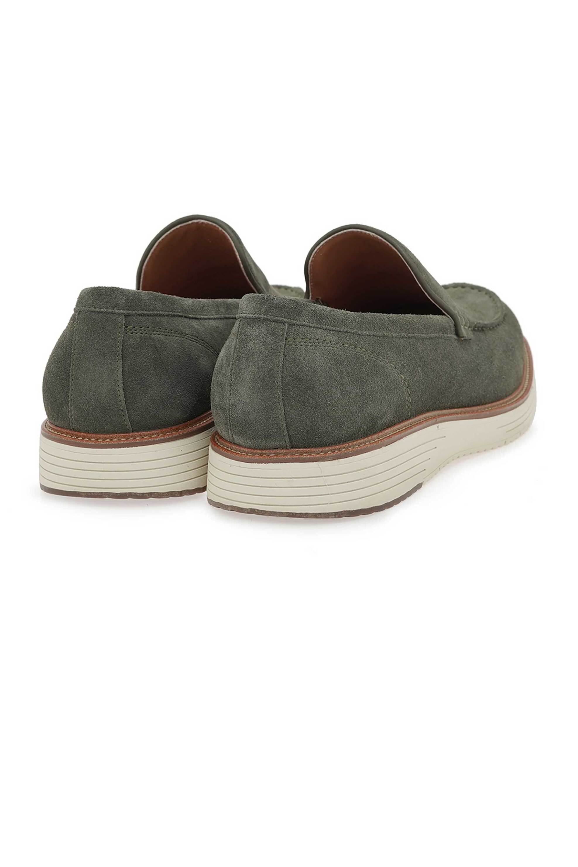 Renato Garini Ανδρικά Δερμάτινα Loafers Μονόχρωμα - W515W3071754 Χακί