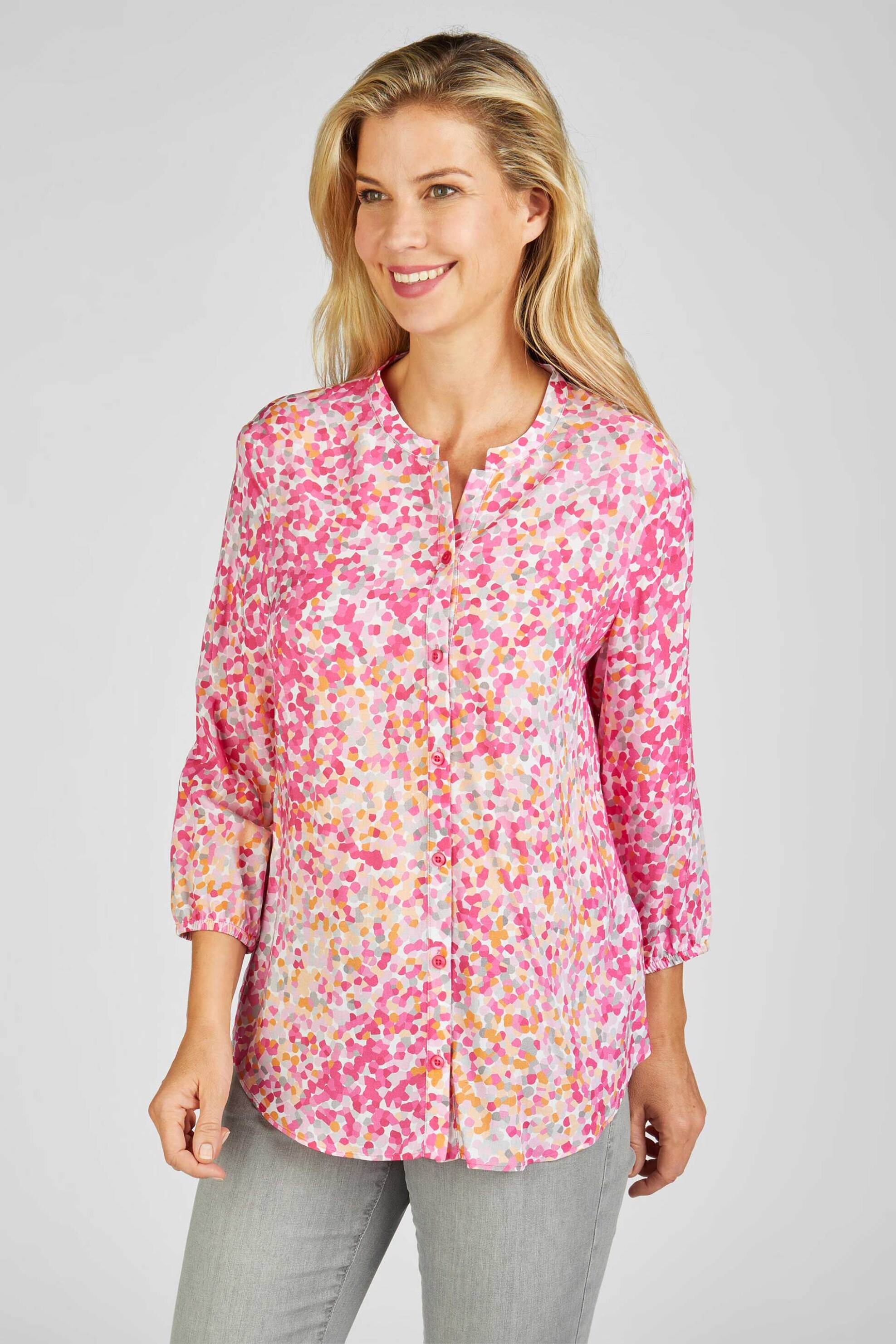Rabe γυναικείο πουκάμισο από βισκόζη με all-over πουά σχέδιο - 52-113101 Φούξια 9-4879000249|EE7909|42