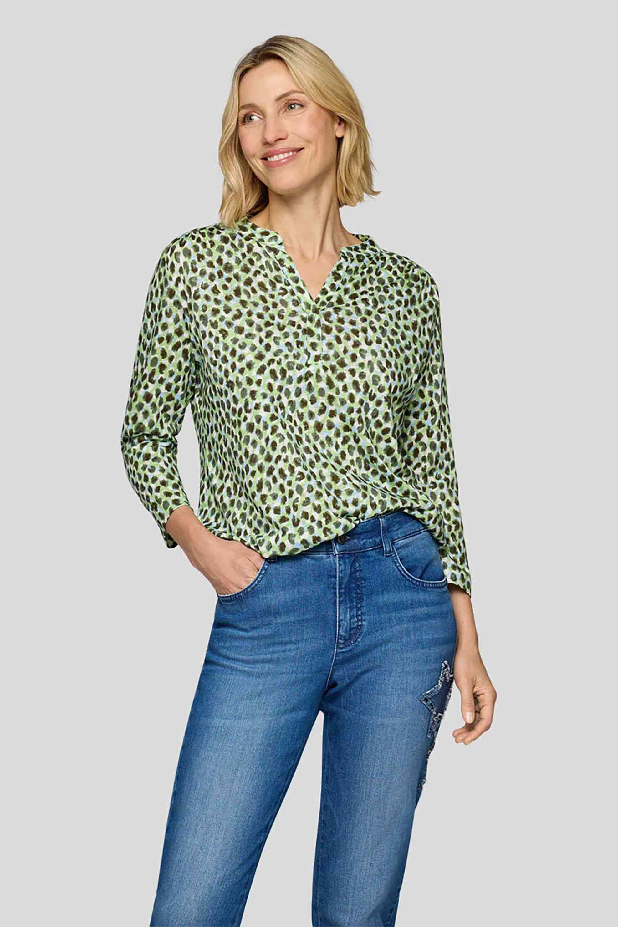 Rabe γυναικεία μπλούζα με all-over print - 55-111358 Πράσινο Ανοιχτό