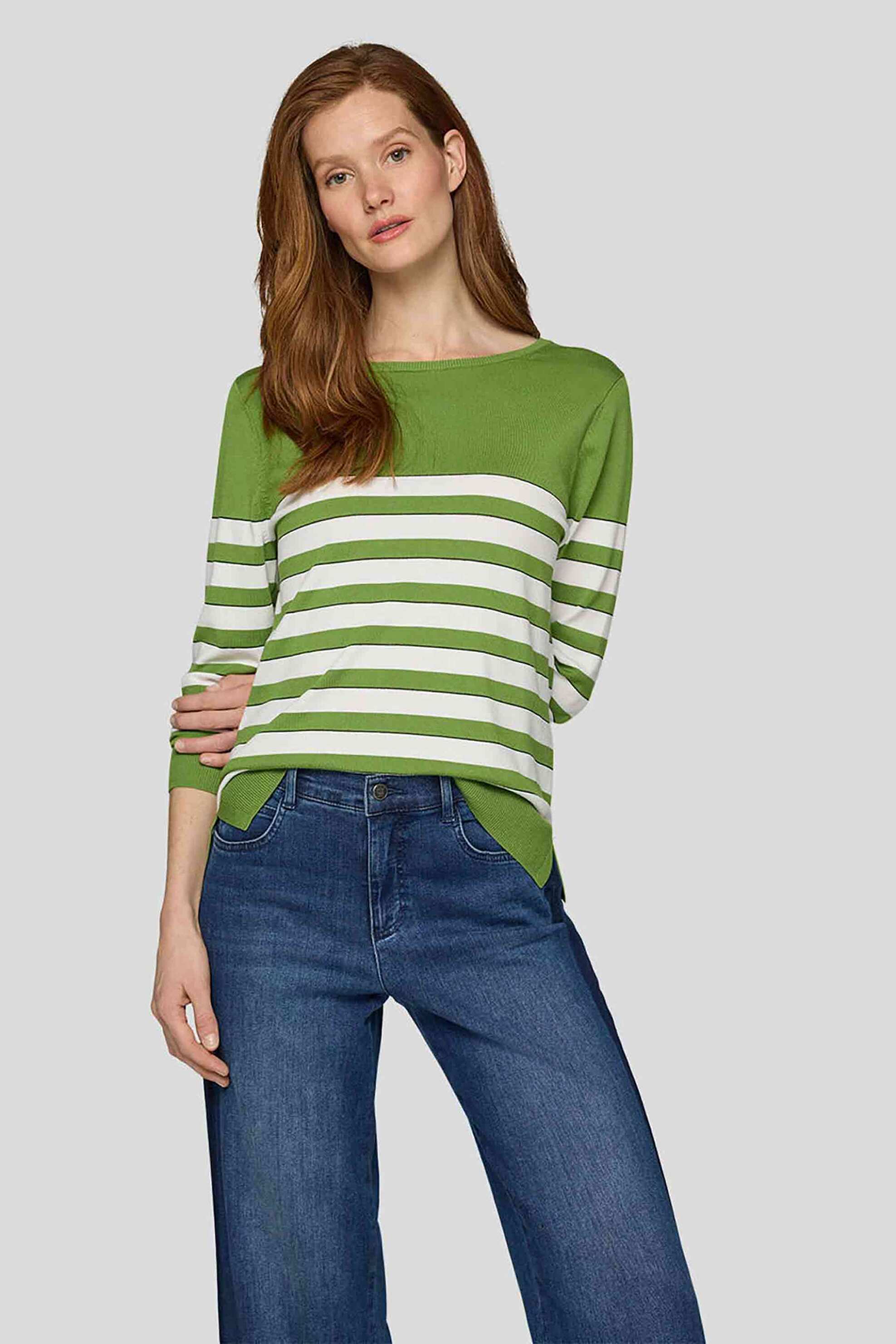 Rabe γυναικείο πουλόβερ με ριγέ σχέδιο - 55-111603 Πράσινο Ανοιχτό