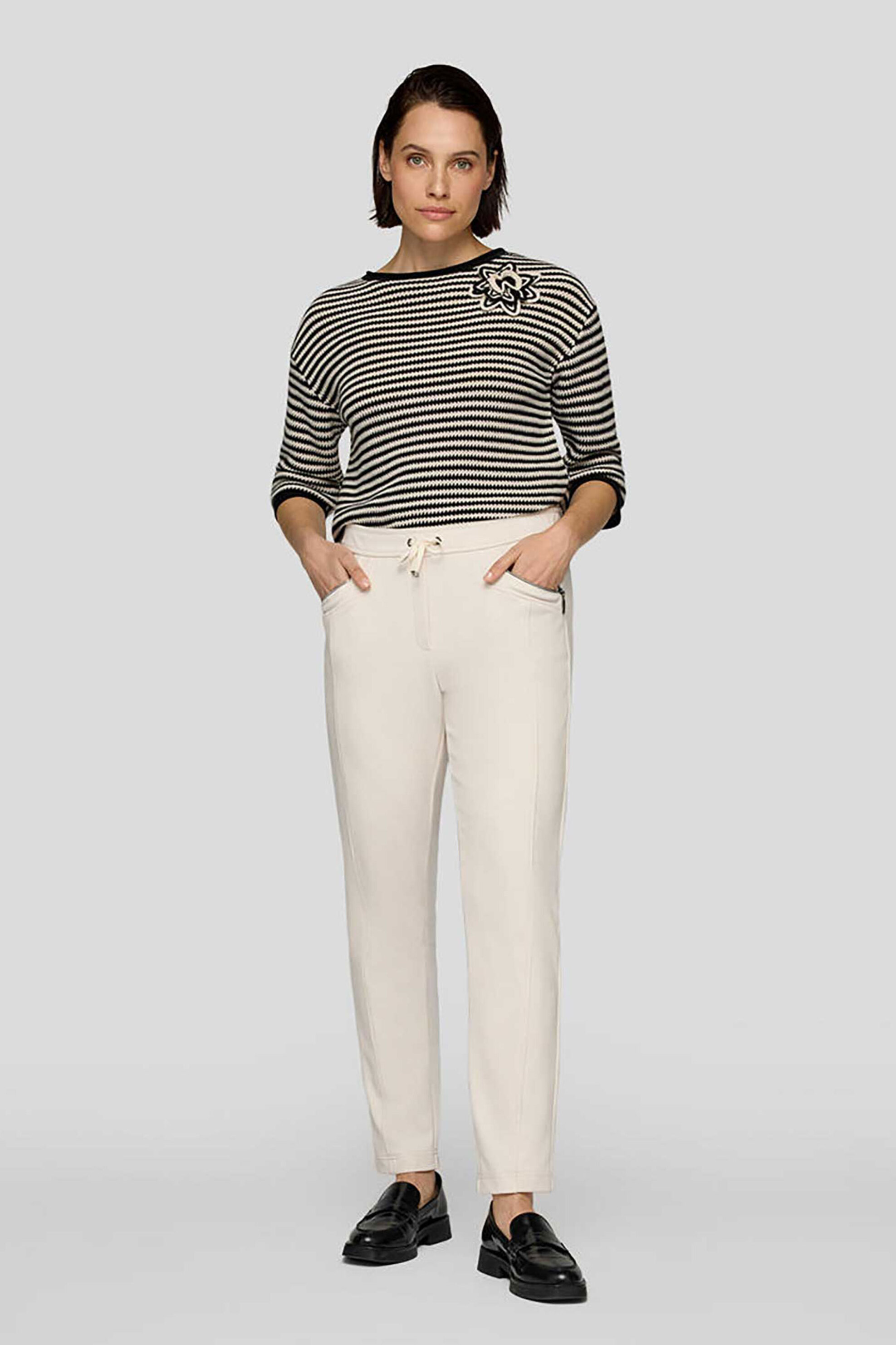 Rabe γυναικείο παντελόνι φόρμας με λάστιχο στη μέση και κορδόνι - 55-114454 Εκρού