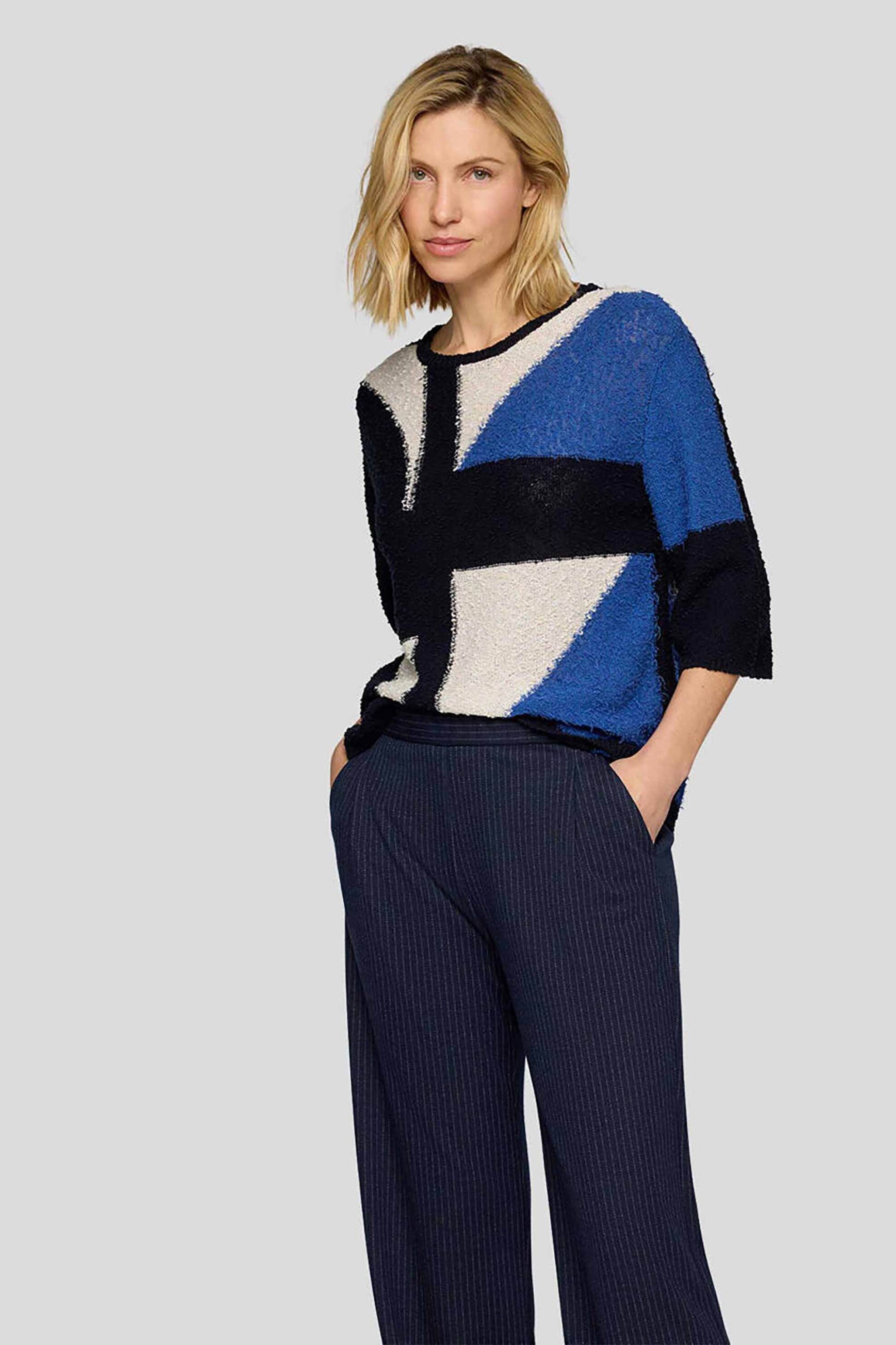 RABE Rabe γυναικείο πουλόβερ με all-over print - 55-114605 Μπλε Σκούρο