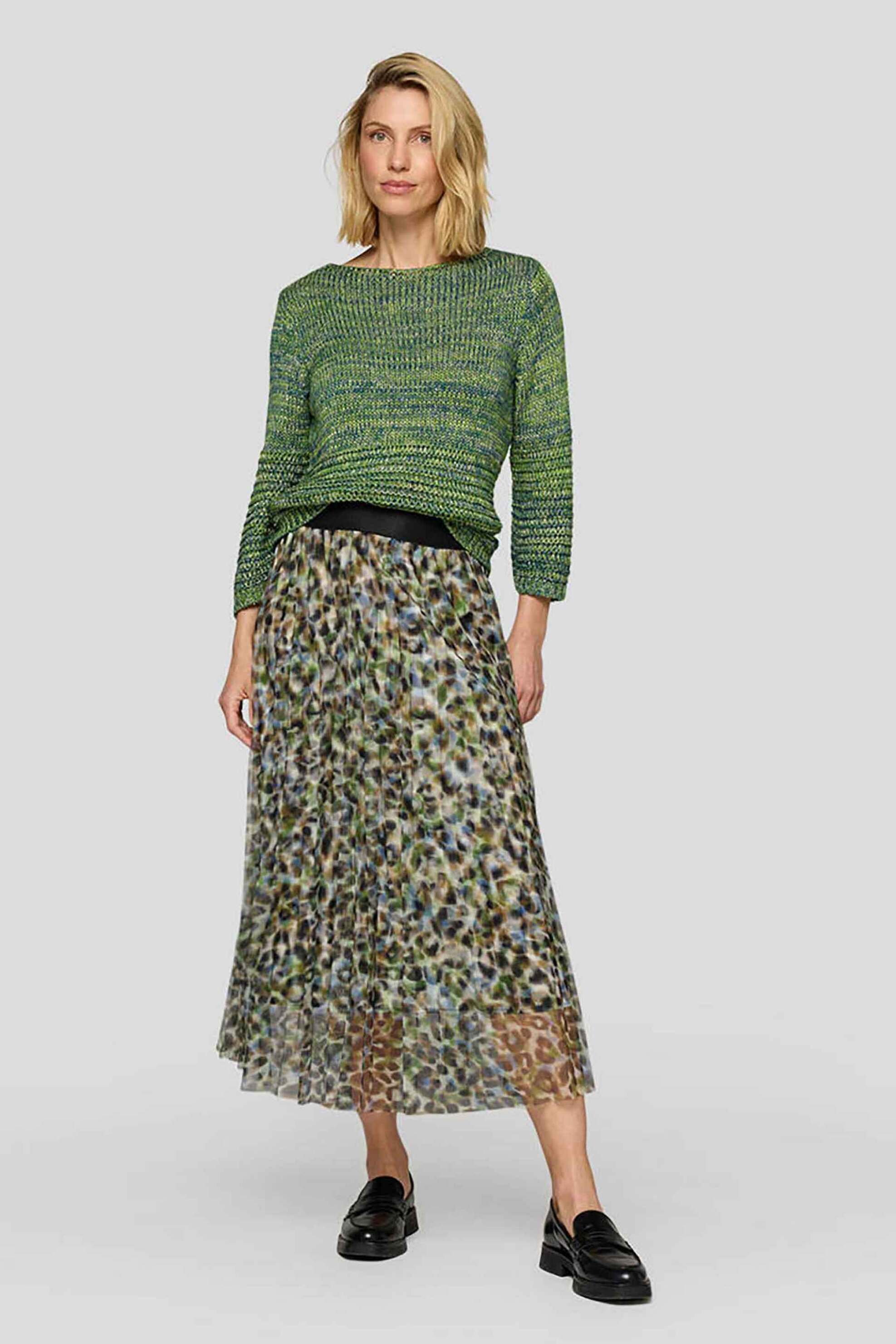 RABE Rabe γυναικεία midi φούστα με animal print και πλισέ σχέδιο - 55-211140 Εκρού