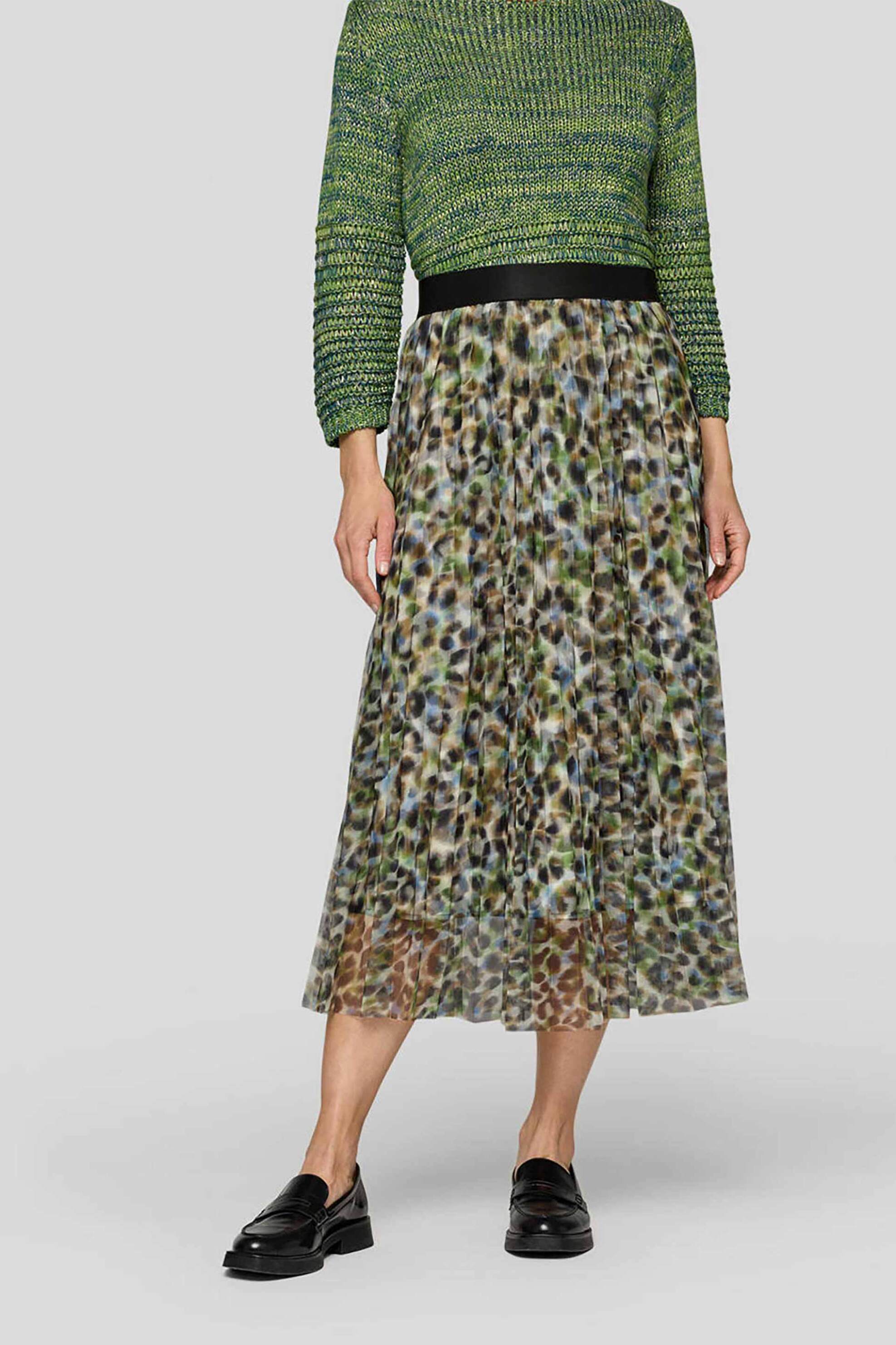 Rabe γυναικεία midi φούστα με animal print και πλισέ σχέδιο - 55-211140 Εκρού φωτογραφία