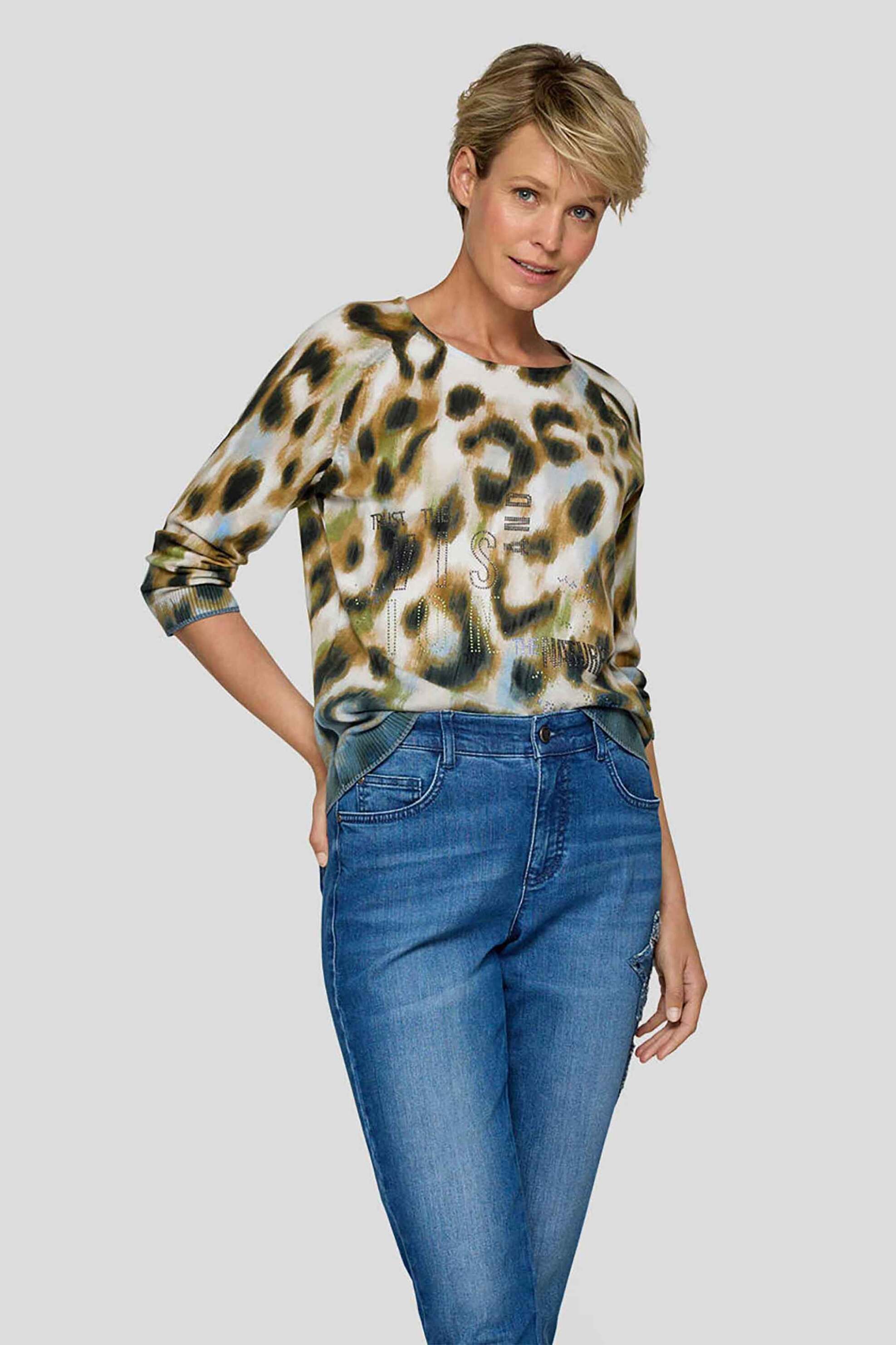 RABE Rabe γυναικεία μπλούζα με animal print - 55-211607 Εκρού