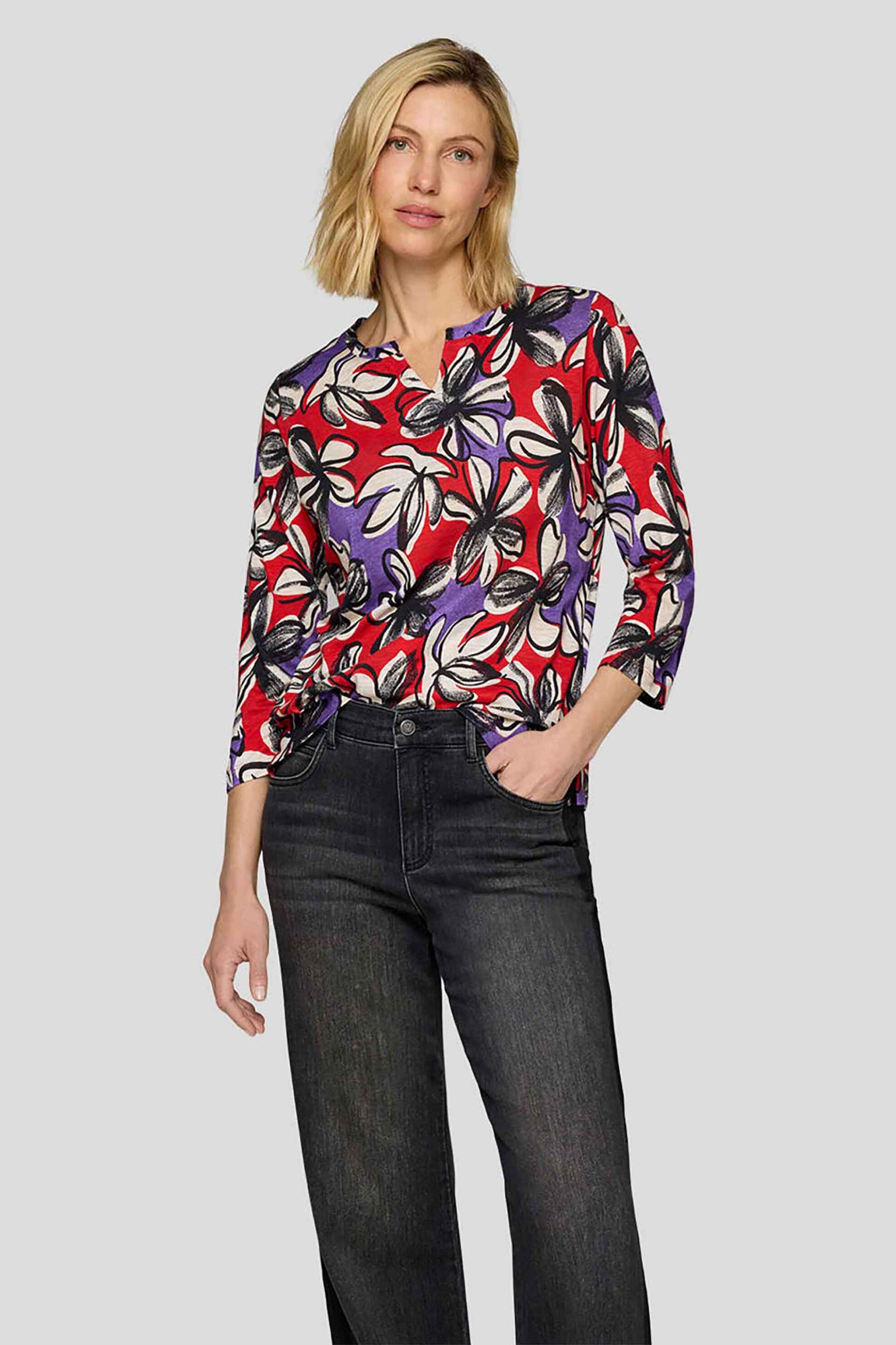 Rabe γυναικεία μπλούζα με all-over print - 55-213355 Κόκκινο