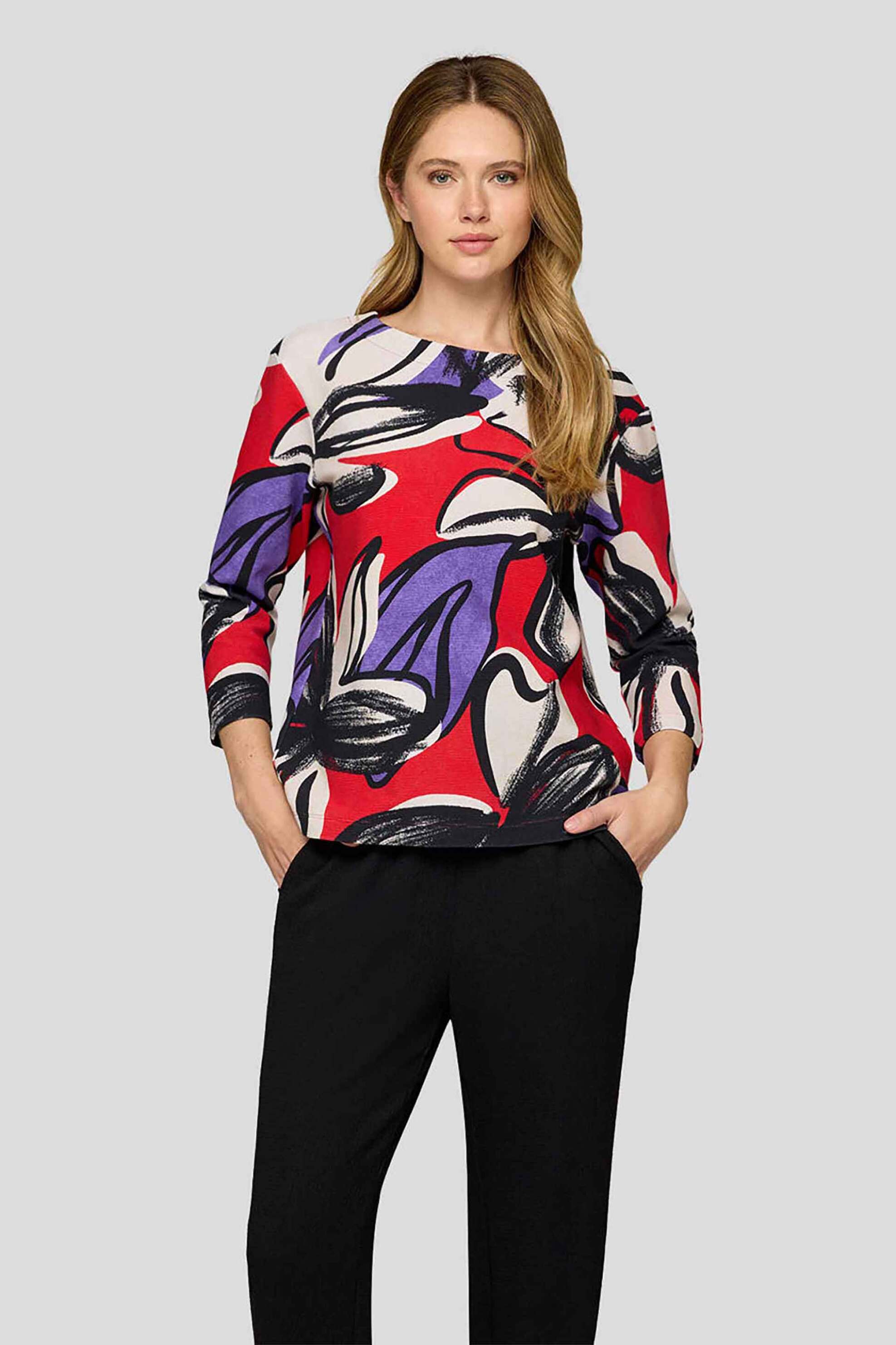 RABE Rabe γυναικεία μπλούζα με all-over print - 55-213358 Κόκκινο