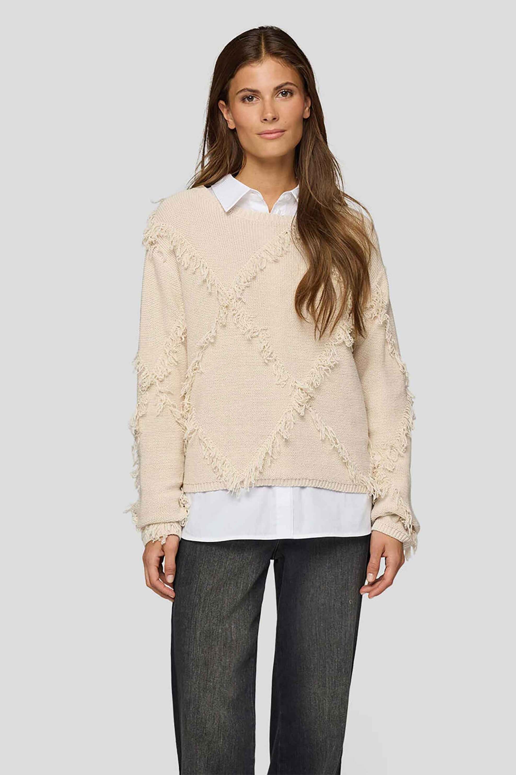 RABE Rabe γυναικείο πουλόβερ με πλεκτό μοτίβο - 55-213603 Εκρού