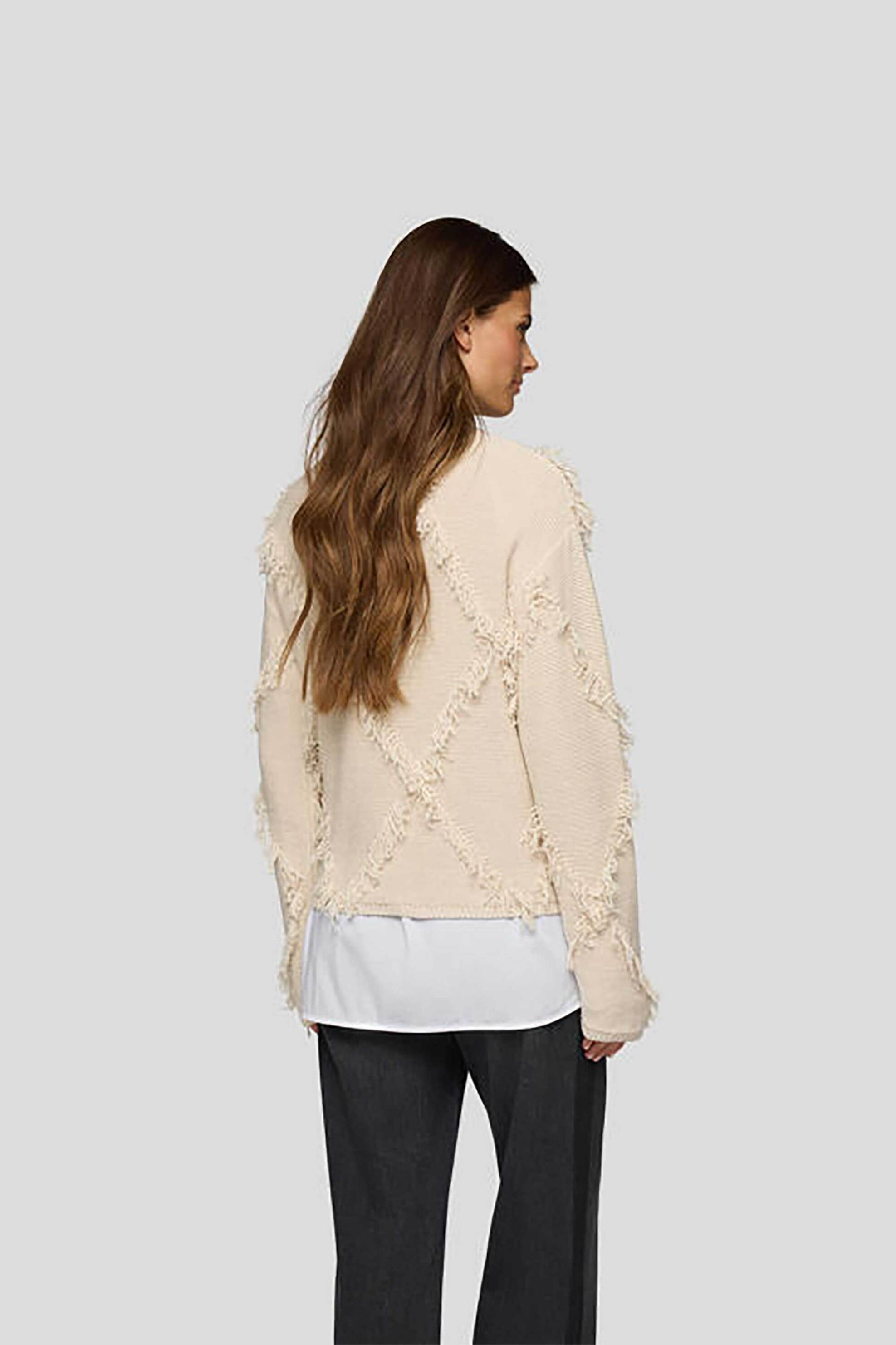 Rabe γυναικείο πουλόβερ με πλεκτό μοτίβο - 55-213603 Εκρού φωτογραφία