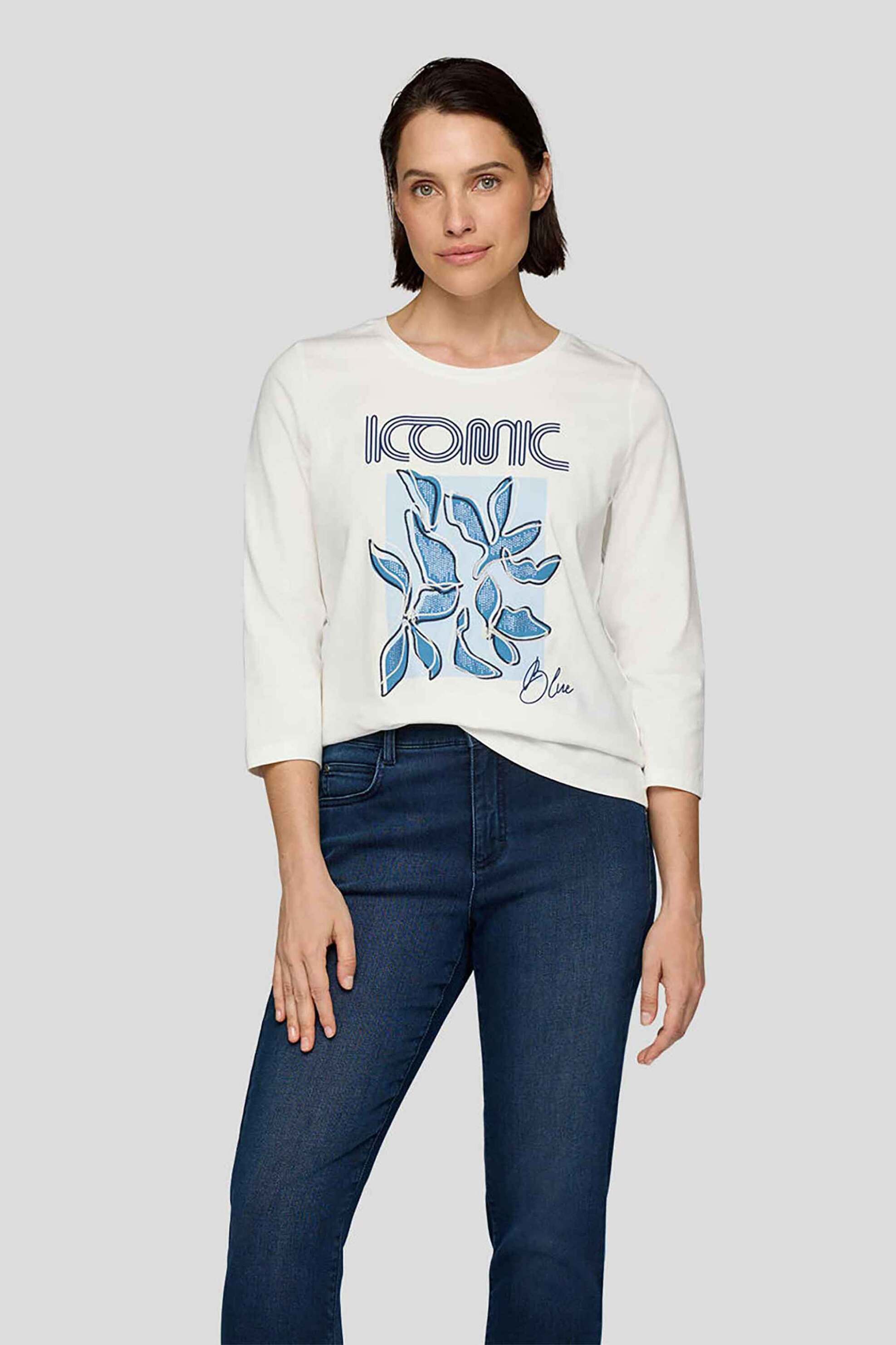 Rabe γυναικεία μπλούζα με print - 55-214303 Κρέμ