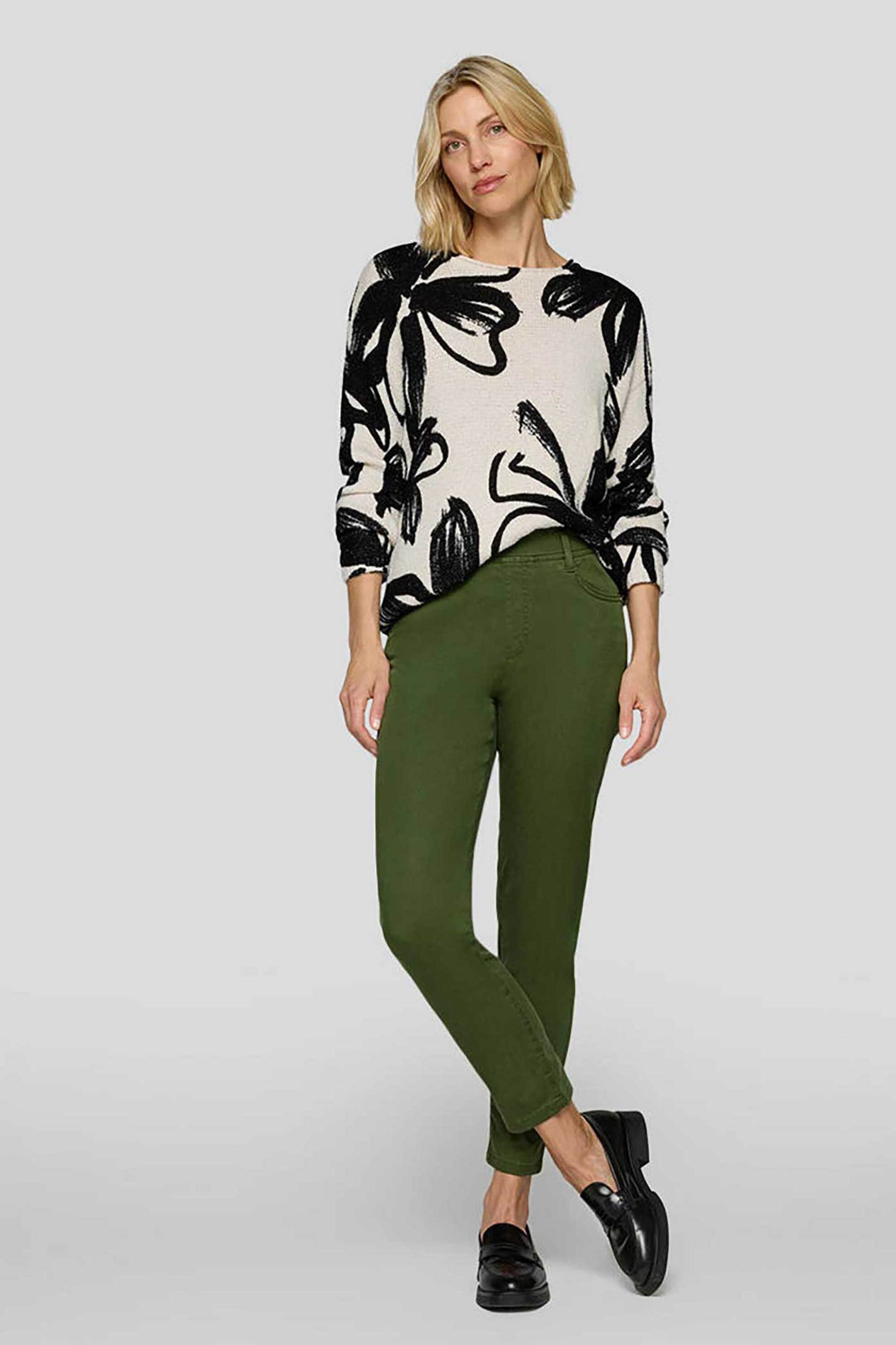 RABE Rabe γυναικείο τζιν παντελόνι πεντάτσεπο με ελαστική μέση - 55-300157 Πράσινο Σκούρο