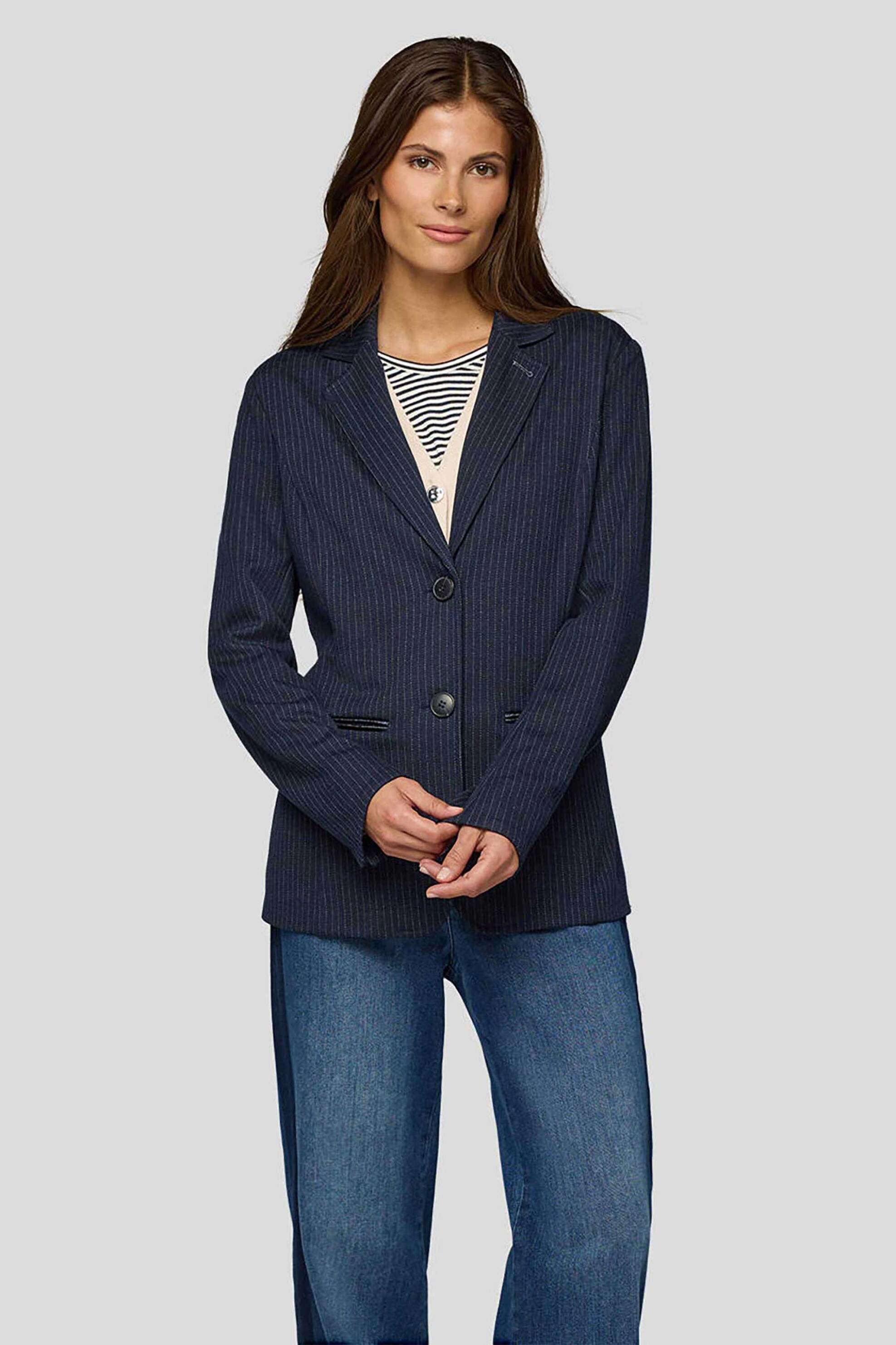 RABE Rabe γυναικείο σακάκι ριγέ - 55-214230 Μπλε Σκούρο