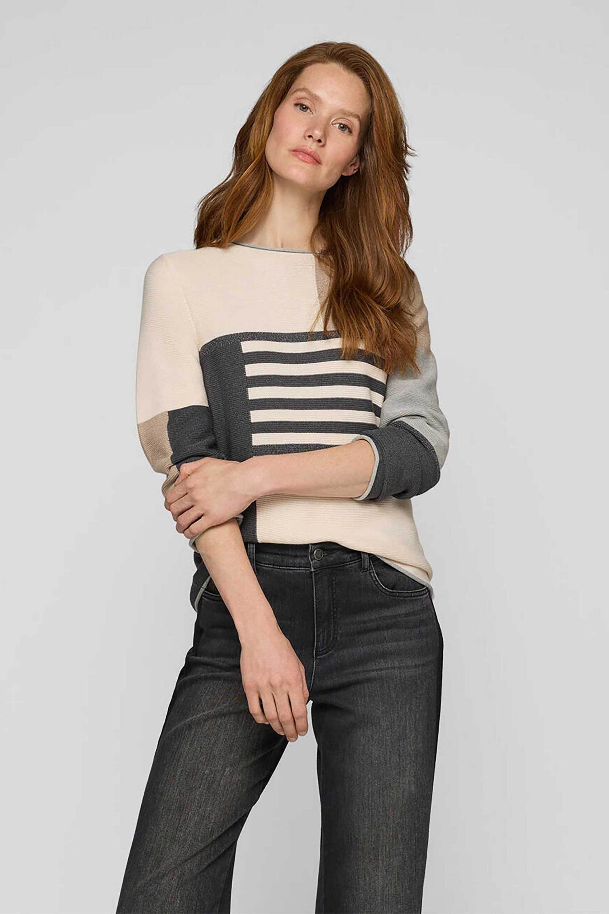 Rabe γυναικείο πουλόβερ με all-over print - 55-121630 Μαύρο - Καφέ