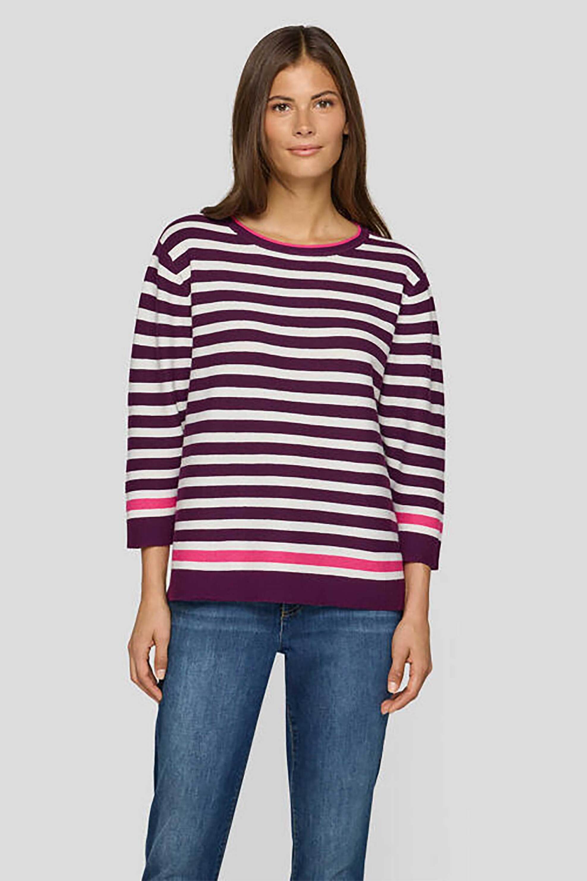 Rabe γυναικείο πουλόβερ με ριγέ σχέδιο - 55-121634 Μοβ