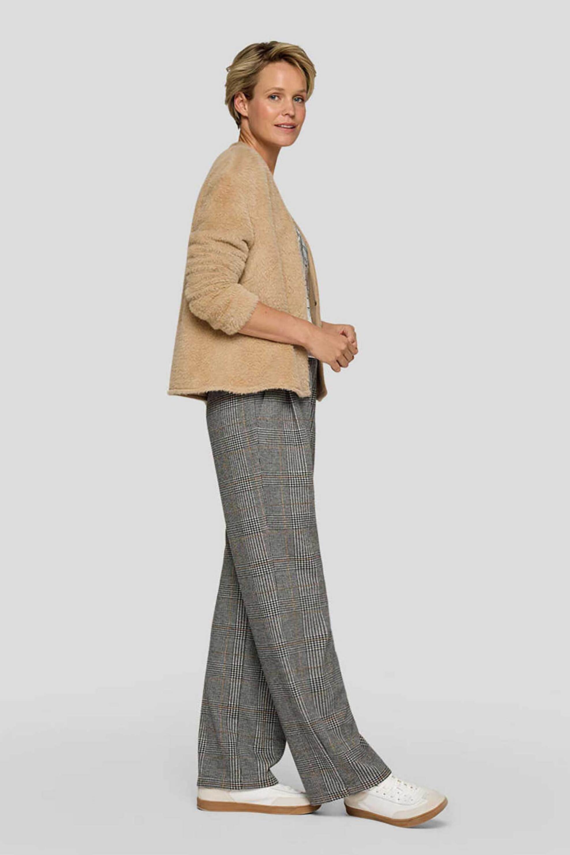 Rabe γυναικείο παντελόνι με ριγέ σχέδιο Straight cut - 55-221451 Ανθρακί