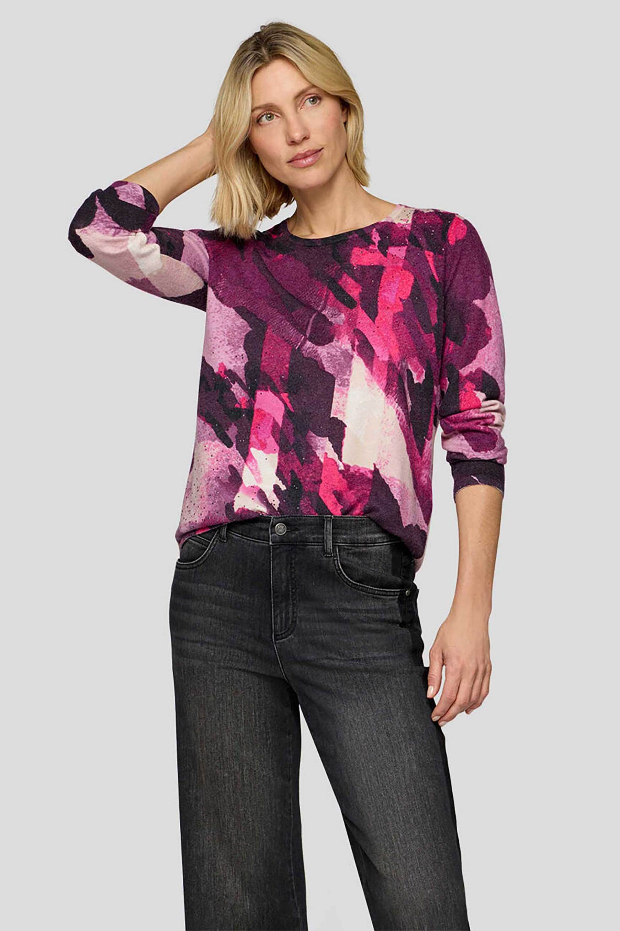 Rabe γυναικείο πουλόβερ με all-over print - 55-222612 Μοβ