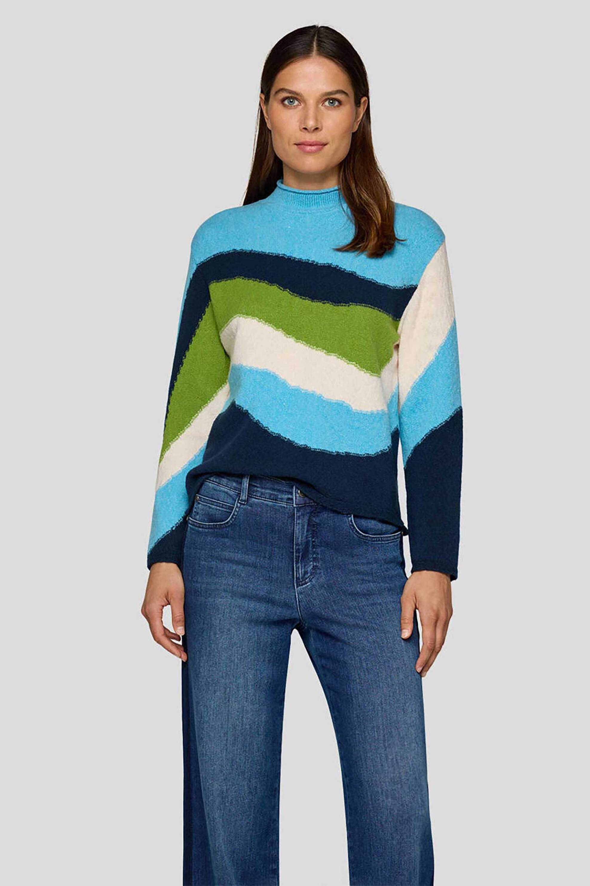 RABE Rabe γυναικείο πουλόβερ με all-over print - 55-223609 Πράσινο