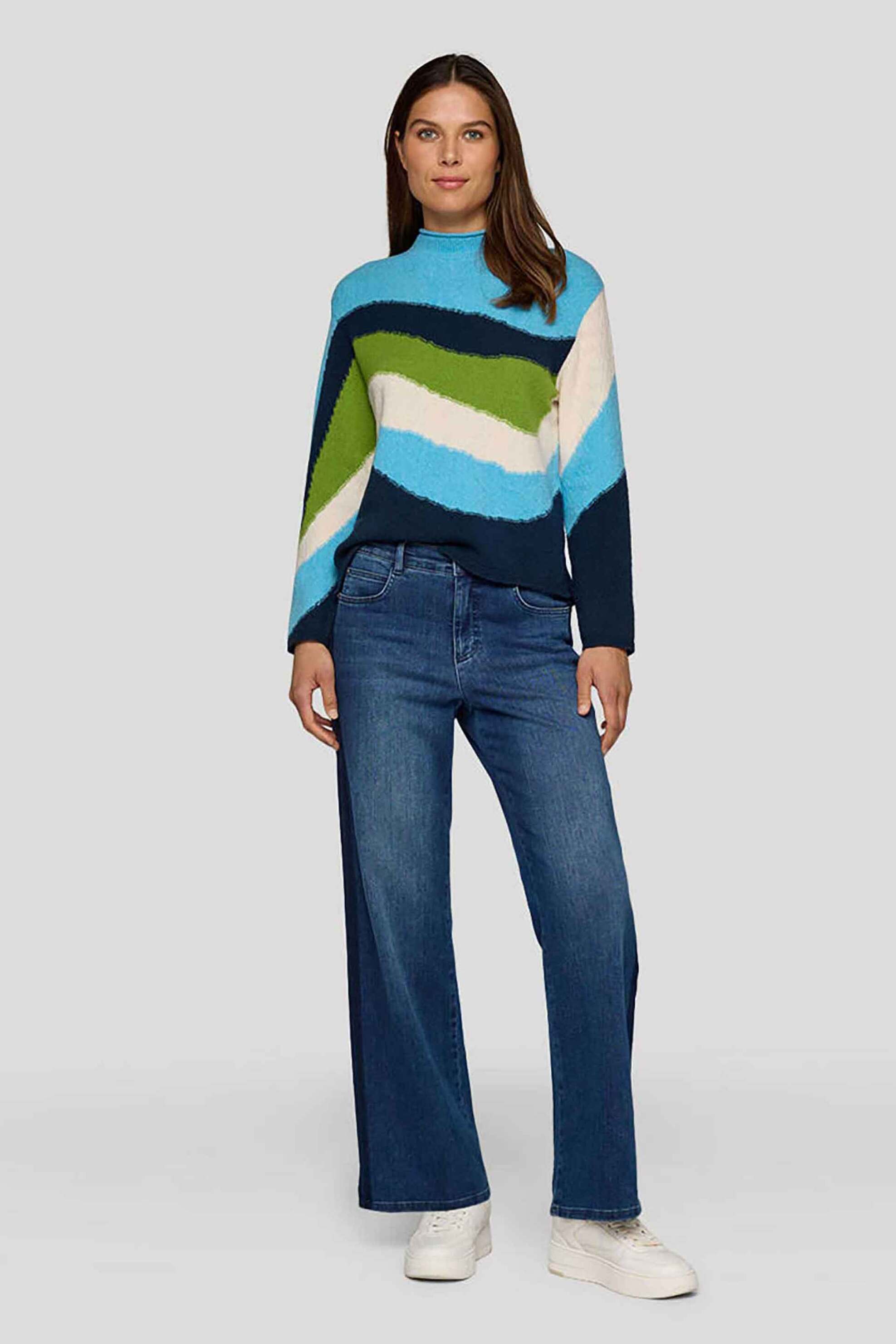 Rabe γυναικείο πουλόβερ με all-over print - 55-223609 Πράσινο φωτογραφία