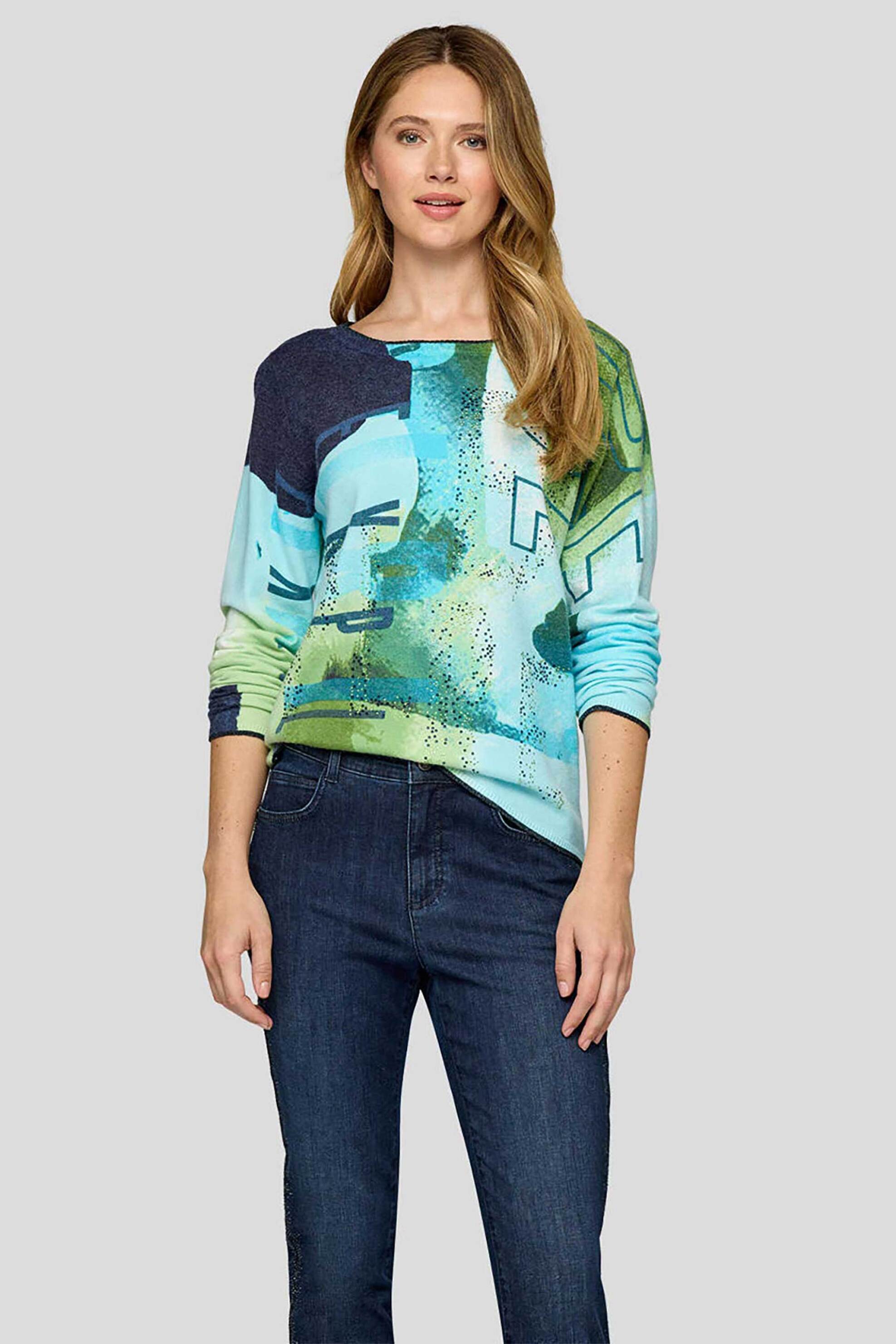 Rabe γυναικείο πουλόβερ με all-over print - 55-223610 Πράσινο Ανοιχτό