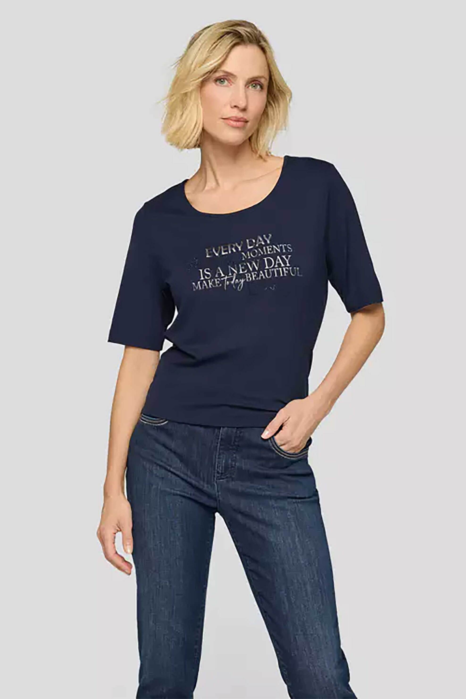 Rabe γυναικείο T-shirt με lettering – 56-114329 Μπλε Σκούρο