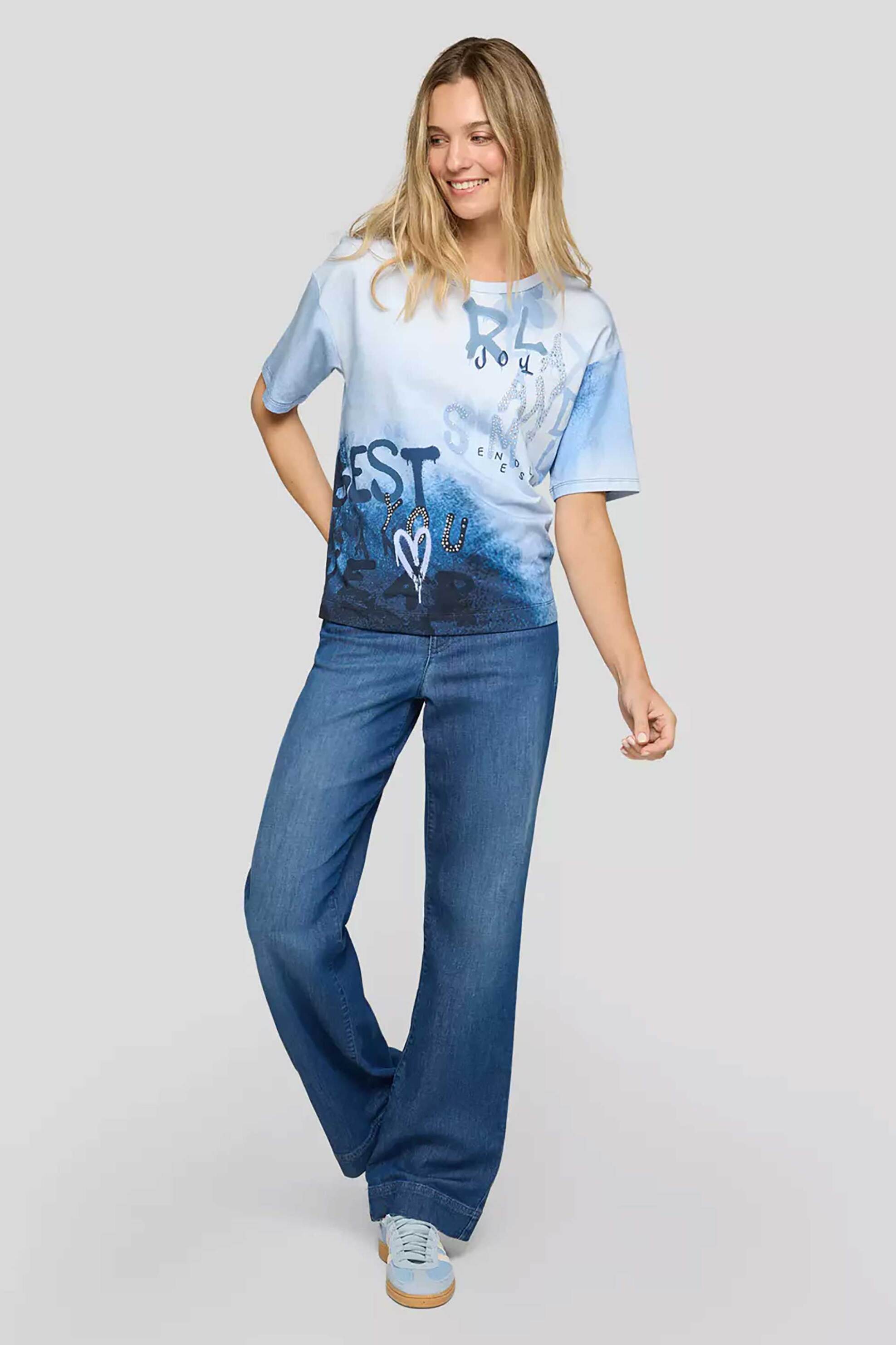 Rabe γυναικείο T-shirt με print και lettering - 56-114351 Μπλε Σκούρο