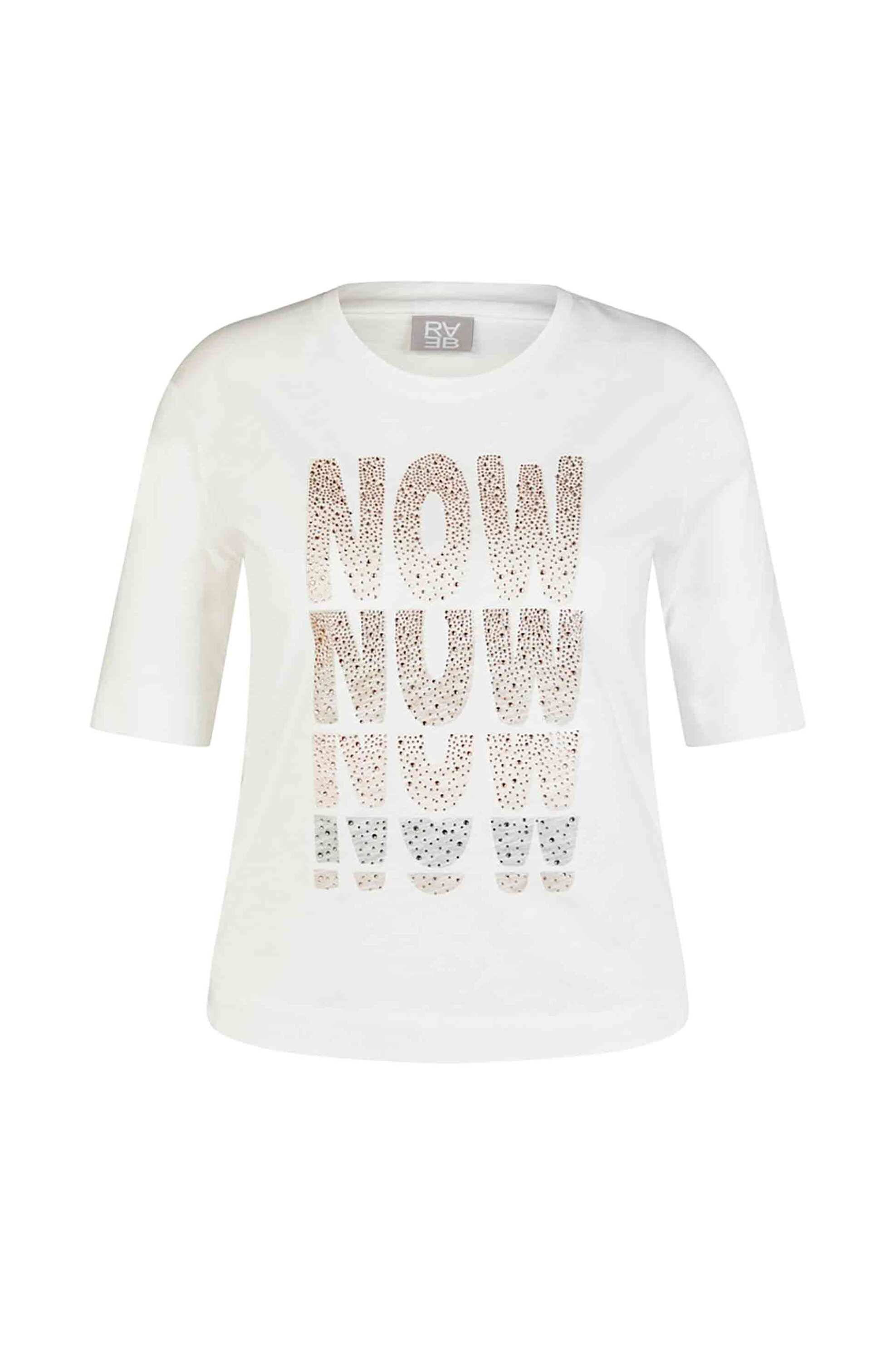 Rabe γυναικείο T-shirt με lettering – 56-115302 Κρέμ