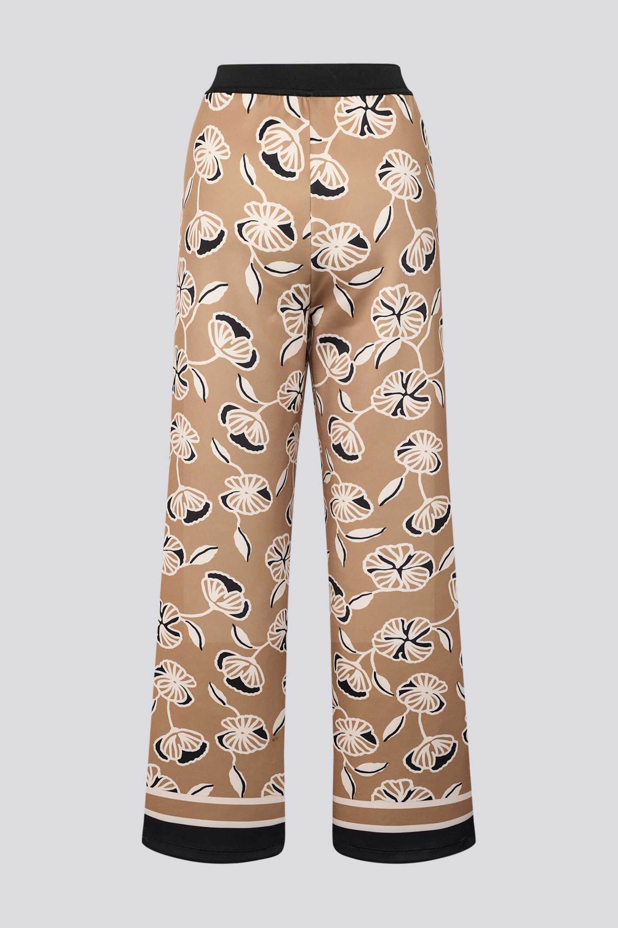 Rabe γυναικείο παντελόνι με ελαστική μέση και floral print - 56-115451 Καφέ Latte