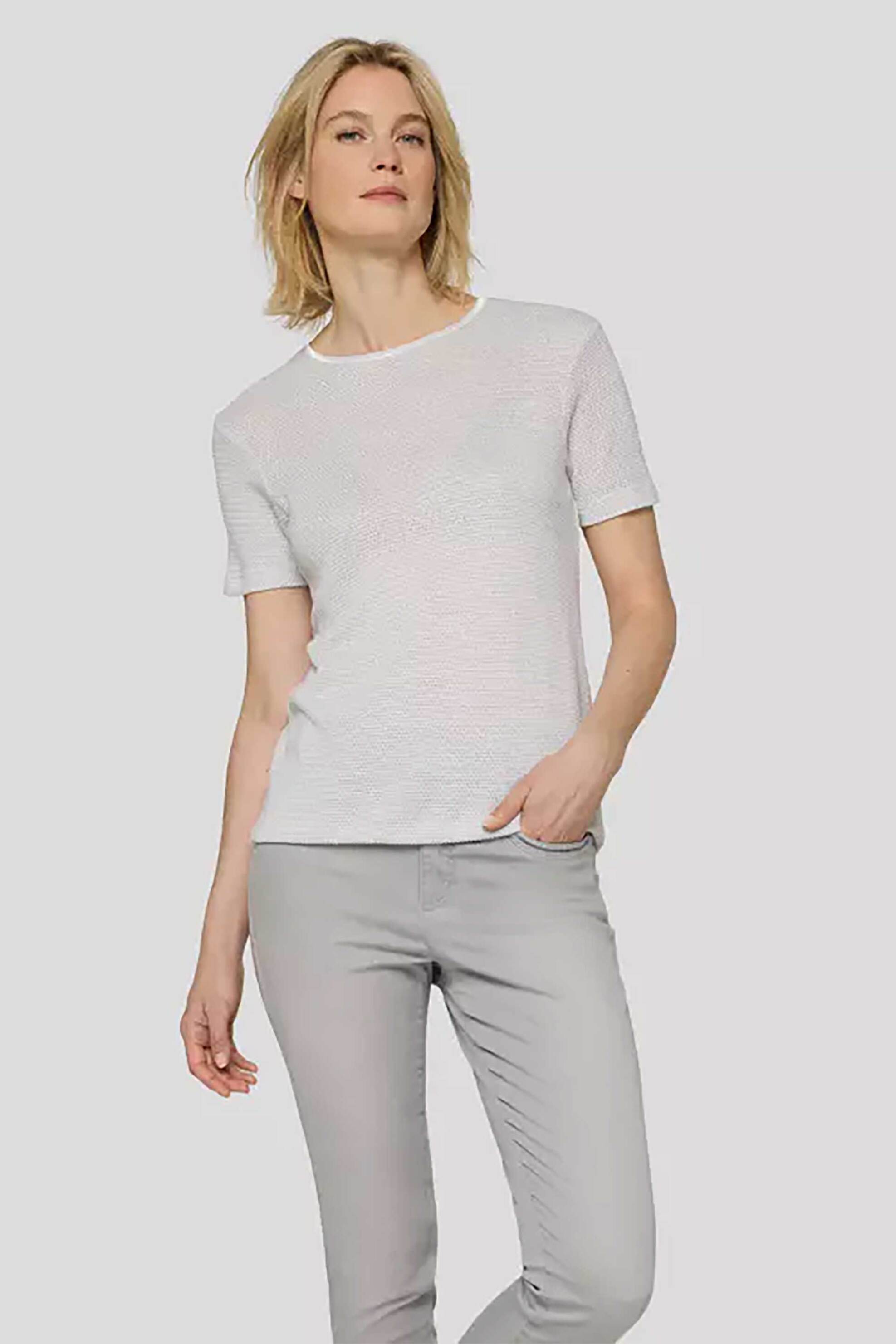 Rabe γυναικείο T-shirt με waffle pattern – 56-117319 Γκρι