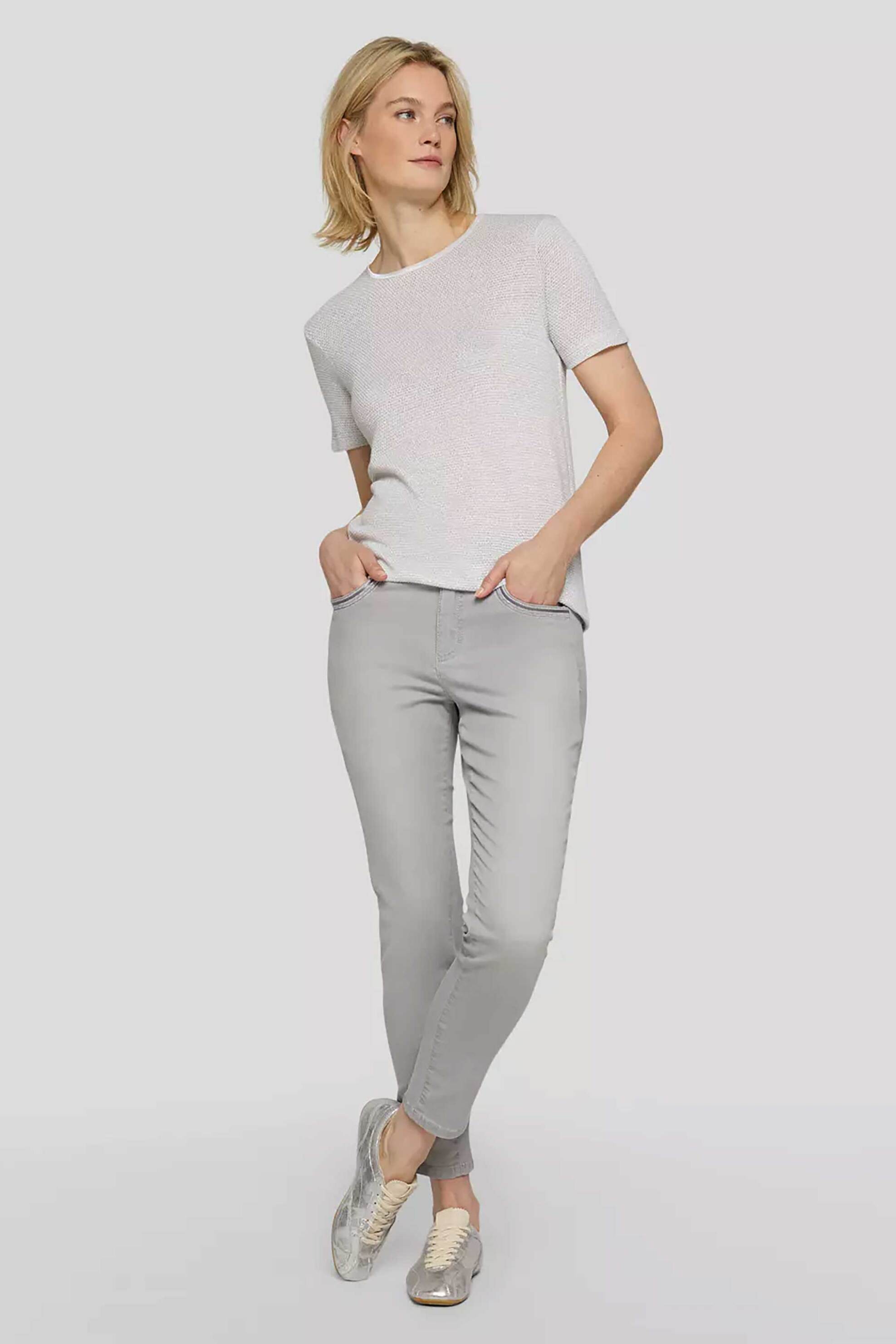 RABE Rabe γυναικείο T-shirt με waffle pattern - 56-117319 Γκρι - 2