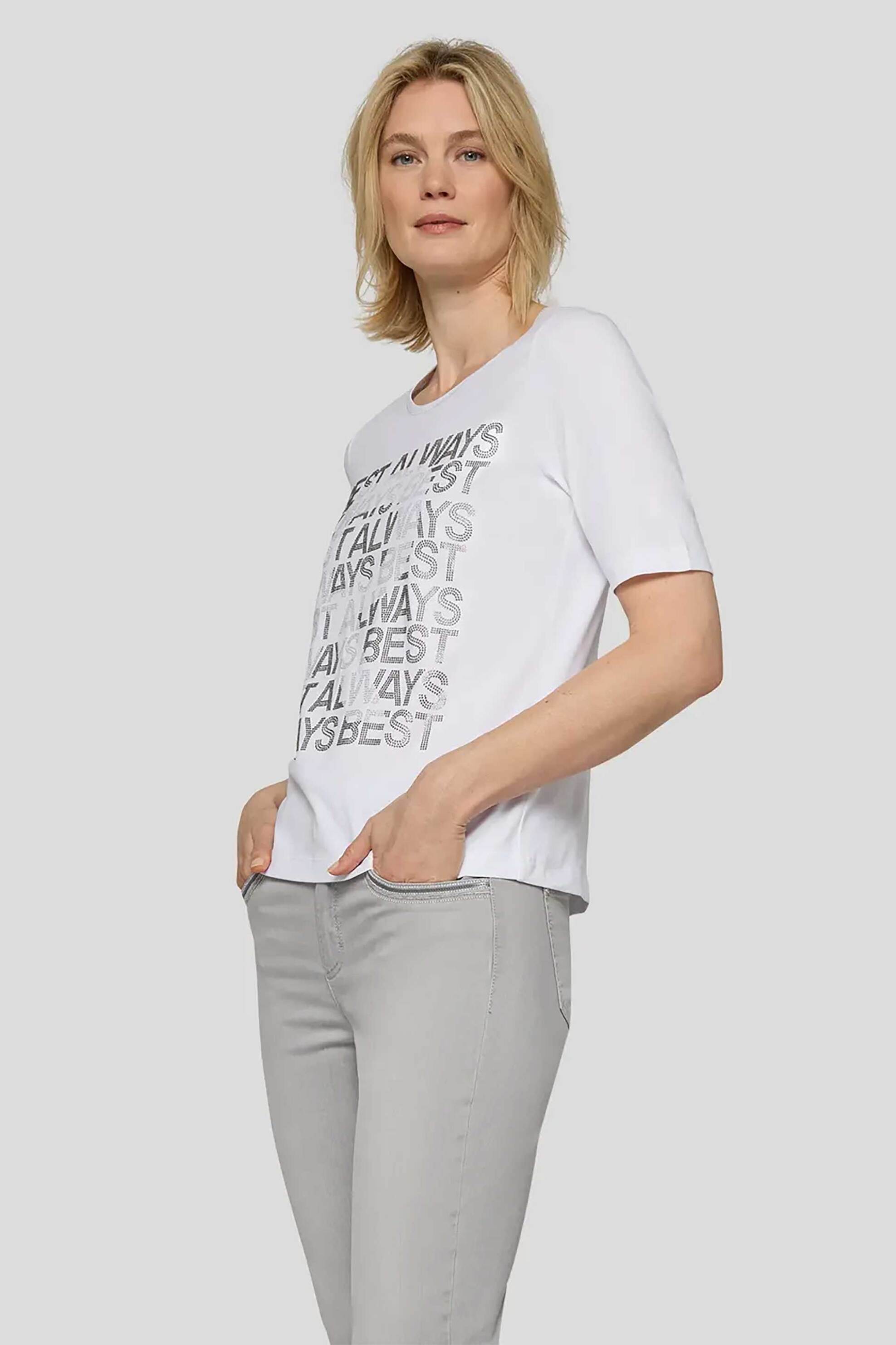 Rabe γυναικείο T-shirt με lettering – 56-117359 Λευκό