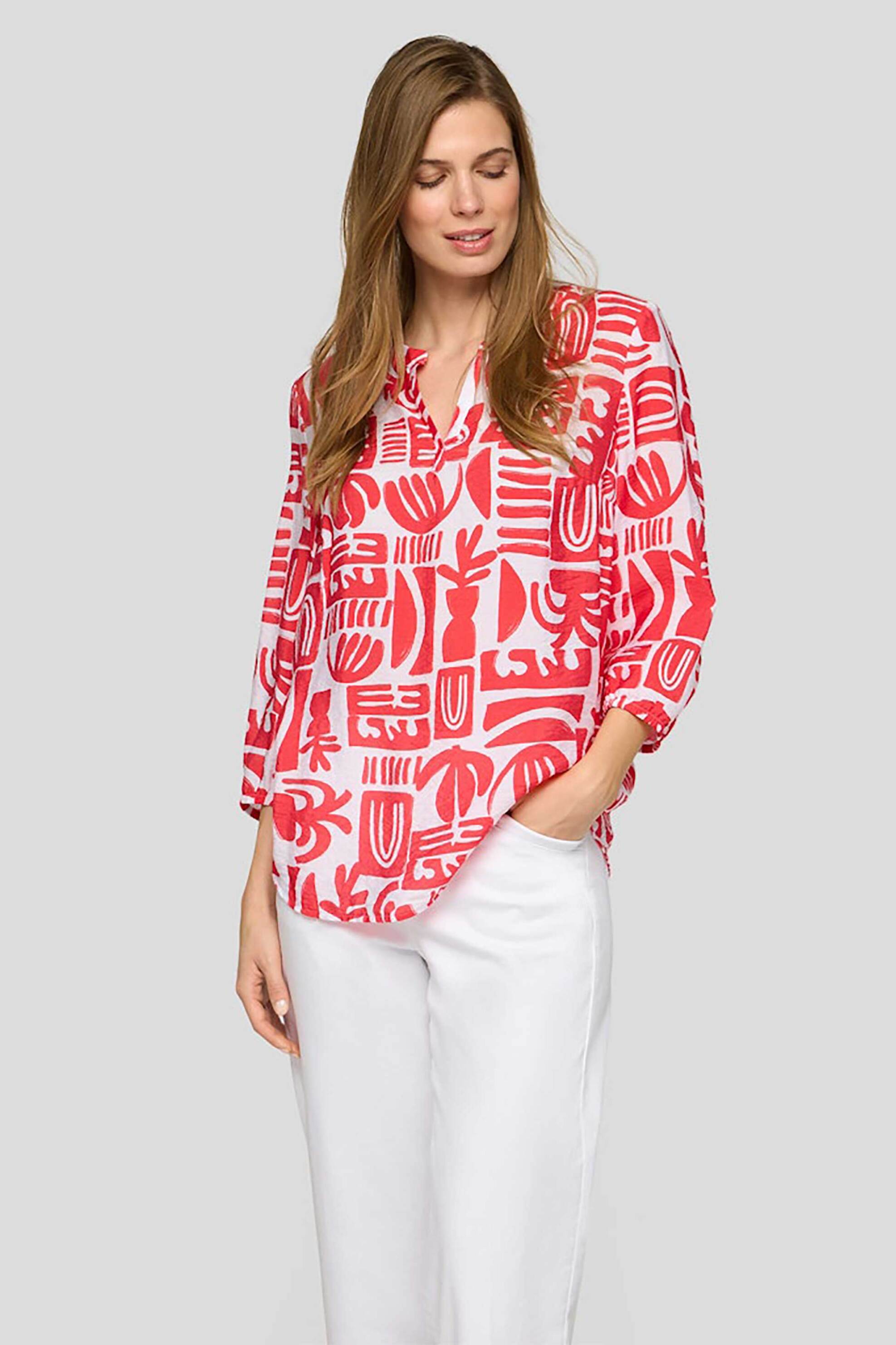 Rabe γυναικεία μπλούζα με all-over print - 56-124106 Κοραλί