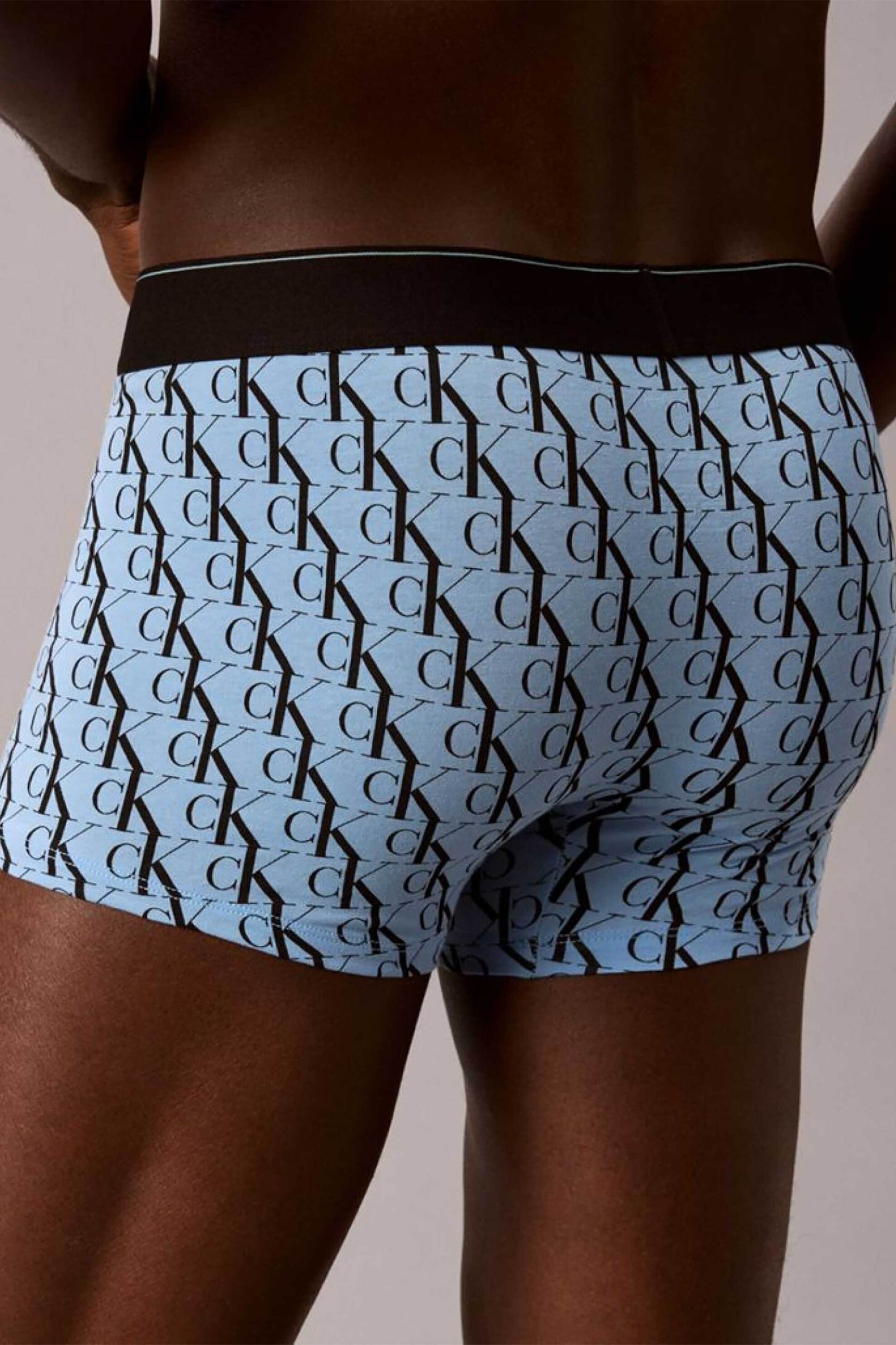 Calvin Klein Σετ Ανδρικά Εσώρουχα Trunk με Monogram (3 Τεμάχια) - Lv00Nb4472 Μπλε Ανοιχτό