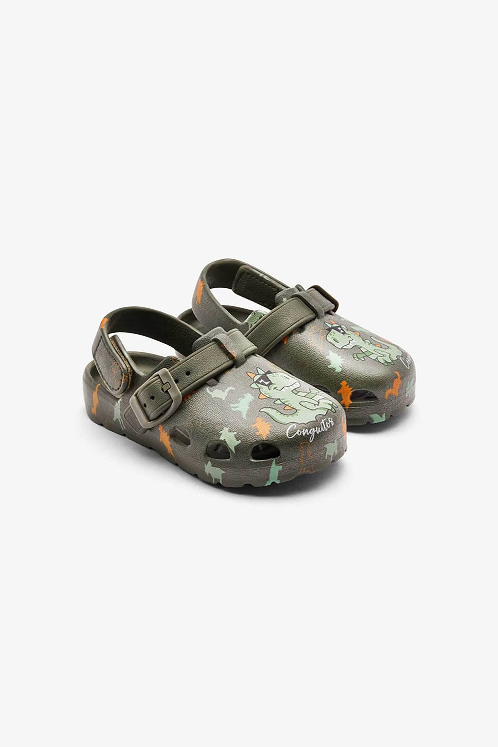 Conguitos παιδικά clogs με dinosaur print - COSH319002 Χακί φωτογραφία