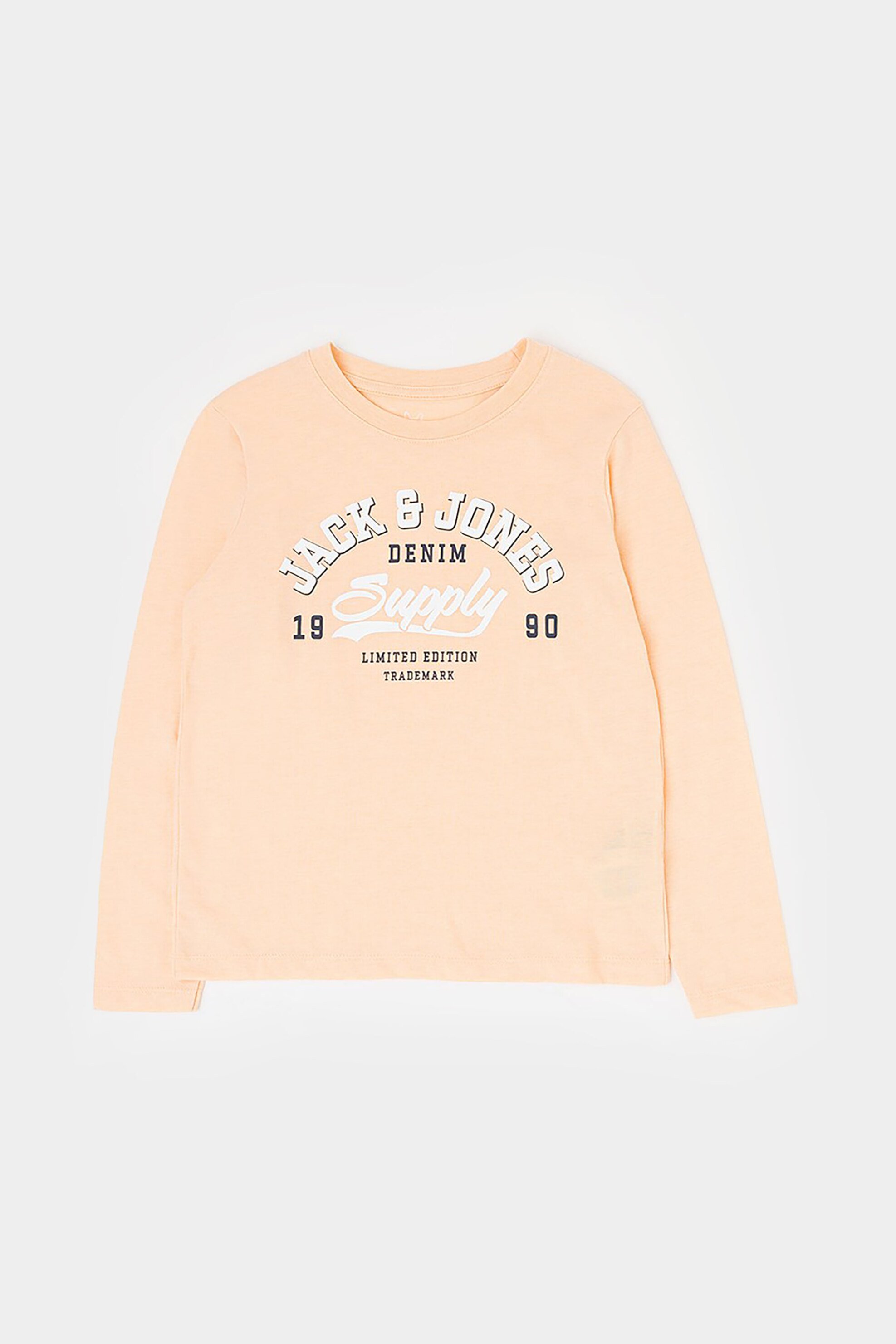 JACK & JONES παιδική μακρυμάνικη μπλούζα με lettering - 12237371 Ροδακινί