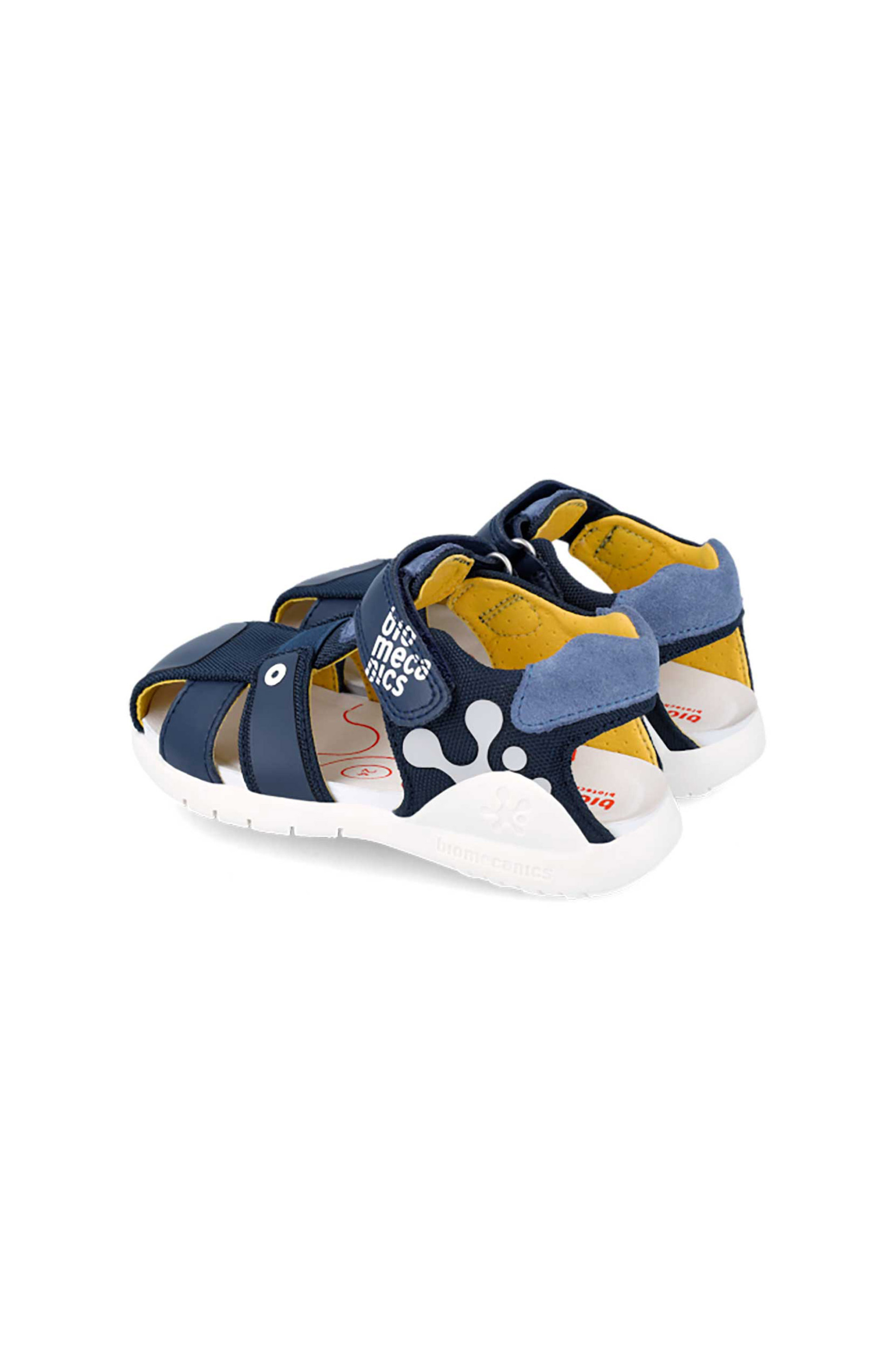 Biomecanics Παιδικά Δερμάτινα Πέδιλα με Velcro Και Λογότυπο (28-32) - 242252-1 Μπλε Σκούρο