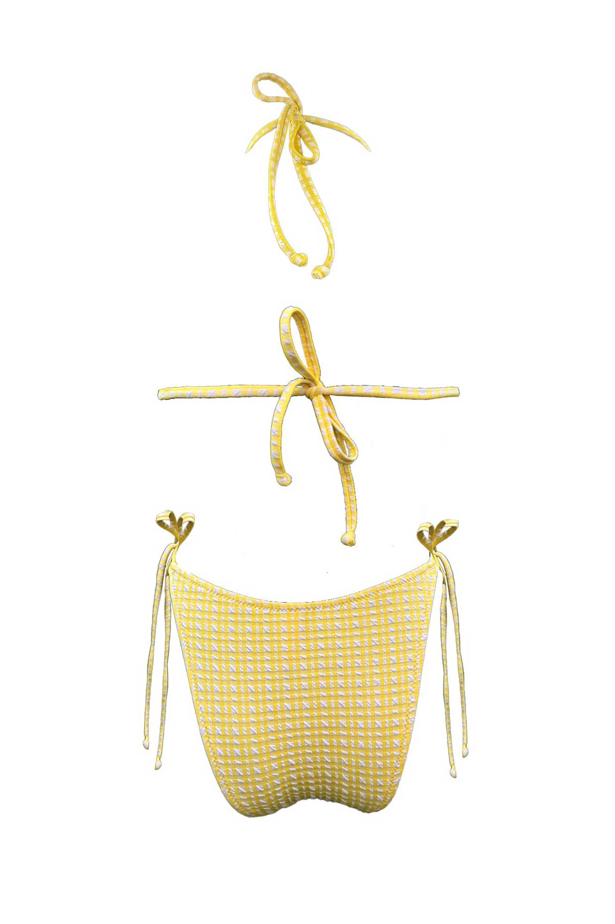 Emma Swimwear σετ γυναικείο μαγιό μπικίνι τοπ triangle και σλιπ structured "Yellow Plaid" - EMMA 821W Κίτρινο φωτογραφία