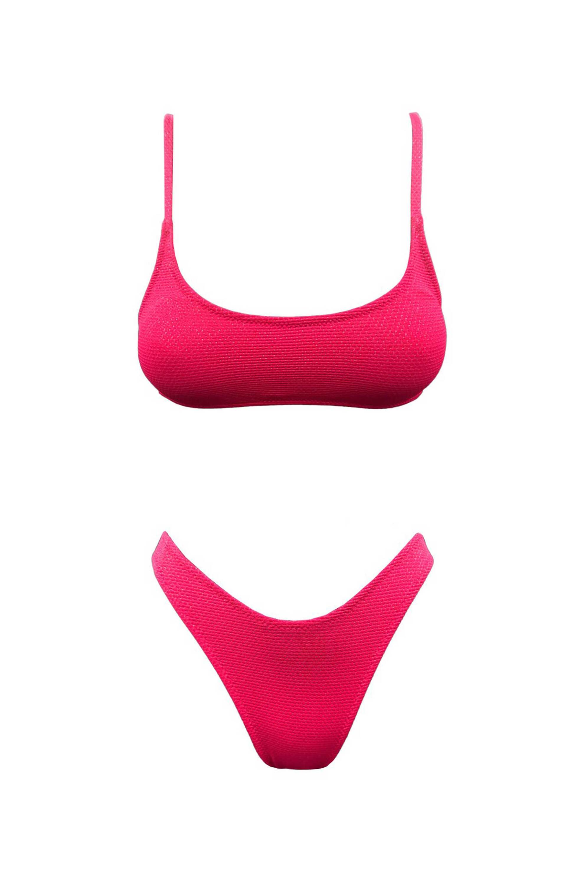 Emma Swimwear σετ γυναικείο μαγιό μπικίνι τοπ scoop και σλιπ structured μονόχρωμο "Pink Martini" - EMMA 834 Φούξια φωτογραφία
