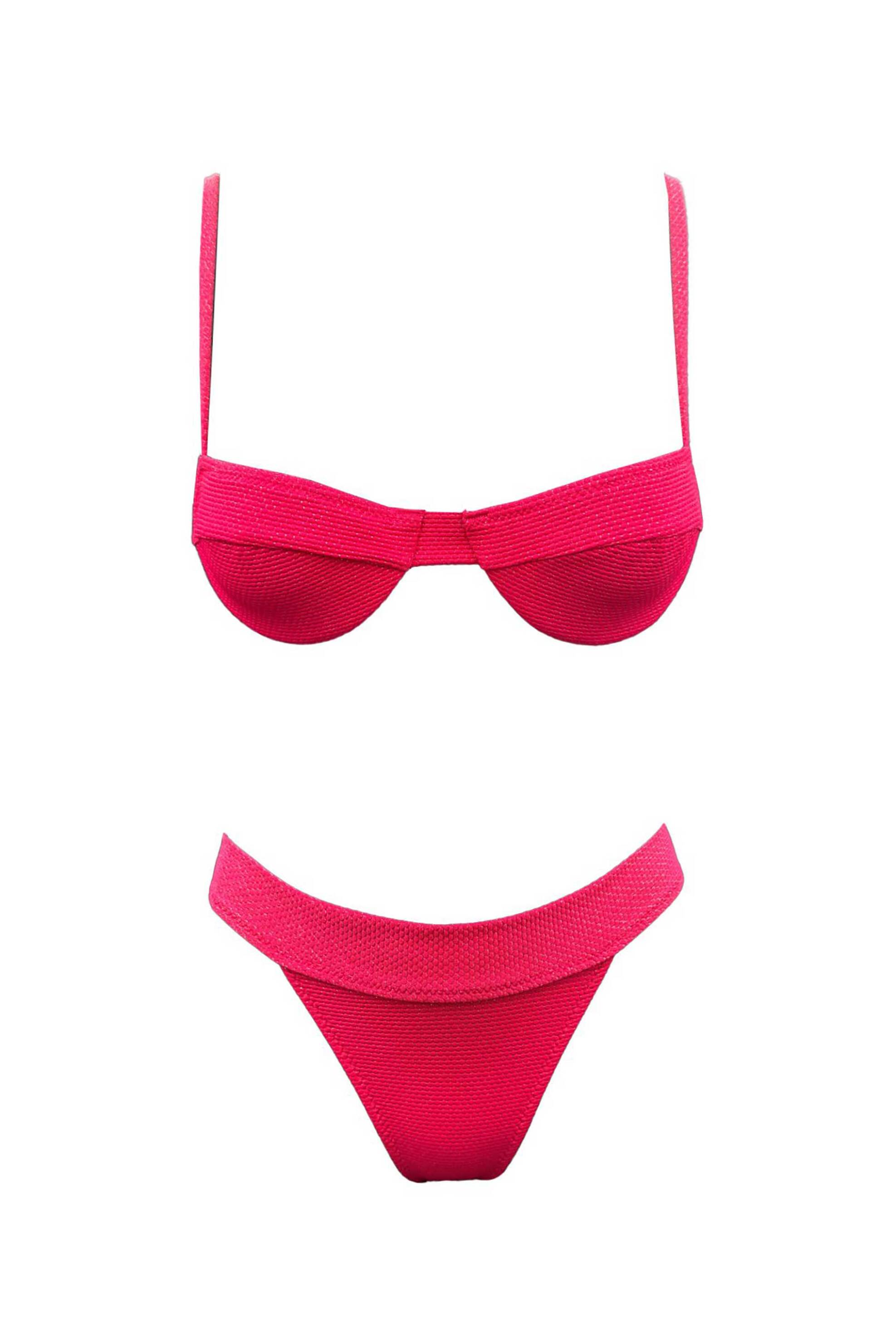 Emma Swimwear σετ γυναικείο μαγιό μπικίνι τοπ και σλιπ structured μονόχρωμο "Pink Martini" - EMMA 835 Φούξια φωτογραφία