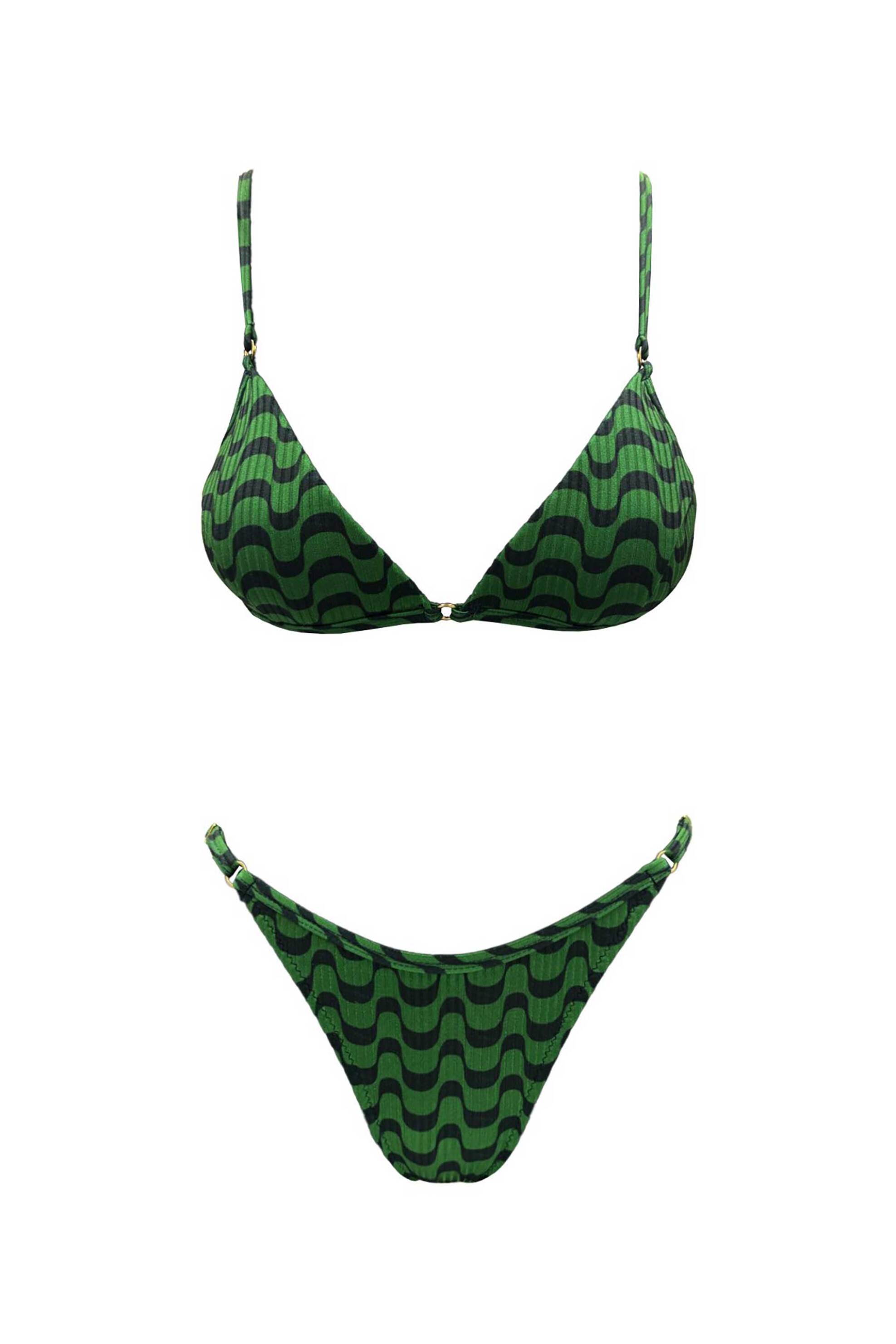 EMMA SWIMWEAR Emma Swimwear σετ γυναικείο μαγιό μπικίνι τοπ triangle και σλιπ με print "Nori" - EMMA 871 Πράσινο